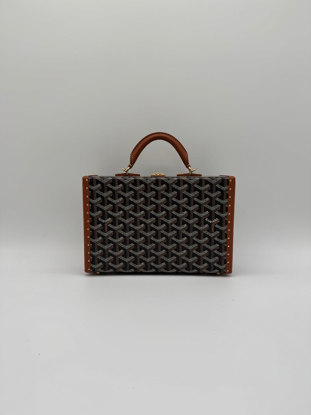 Goyard Grand Hôtel Trunk Bag Black & Tan Gold Hardware