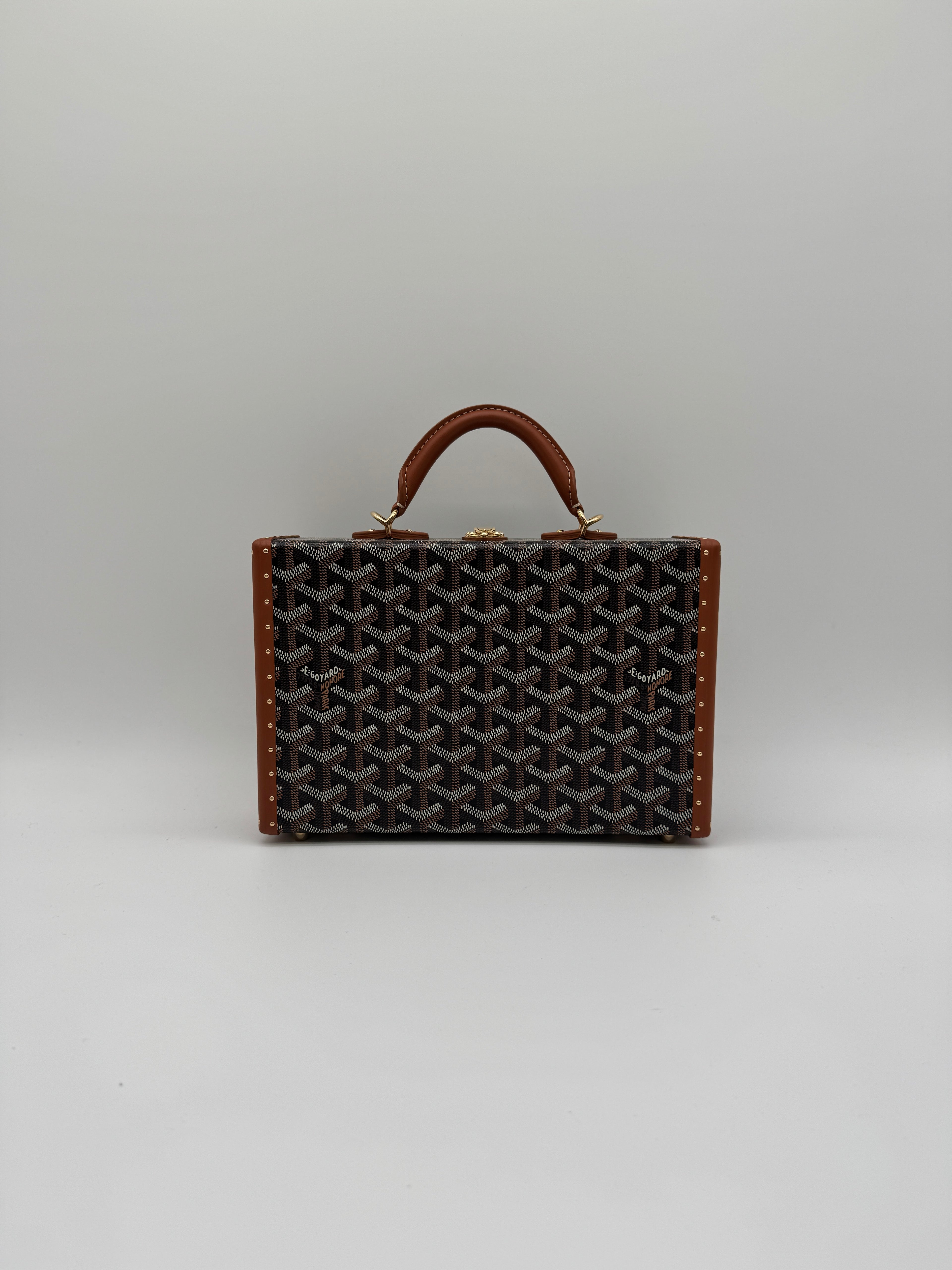 Goyard Grand Hôtel Trunk Bag Black & Tan Gold Hardware
