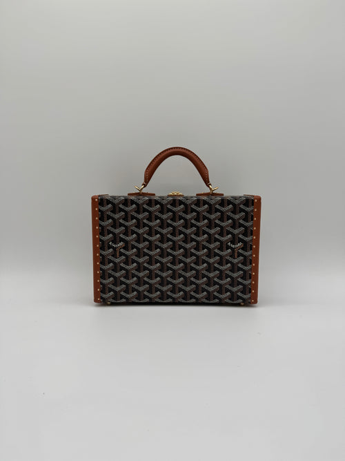 Goyard Grand Hôtel Trunk Bag Black & Tan Gold Hardware