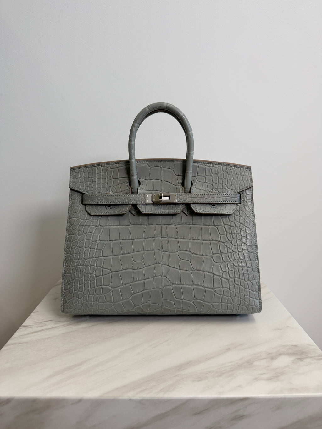 Hermès Birkin 25 Gris Perle Matt Alligator Palladium Hardware