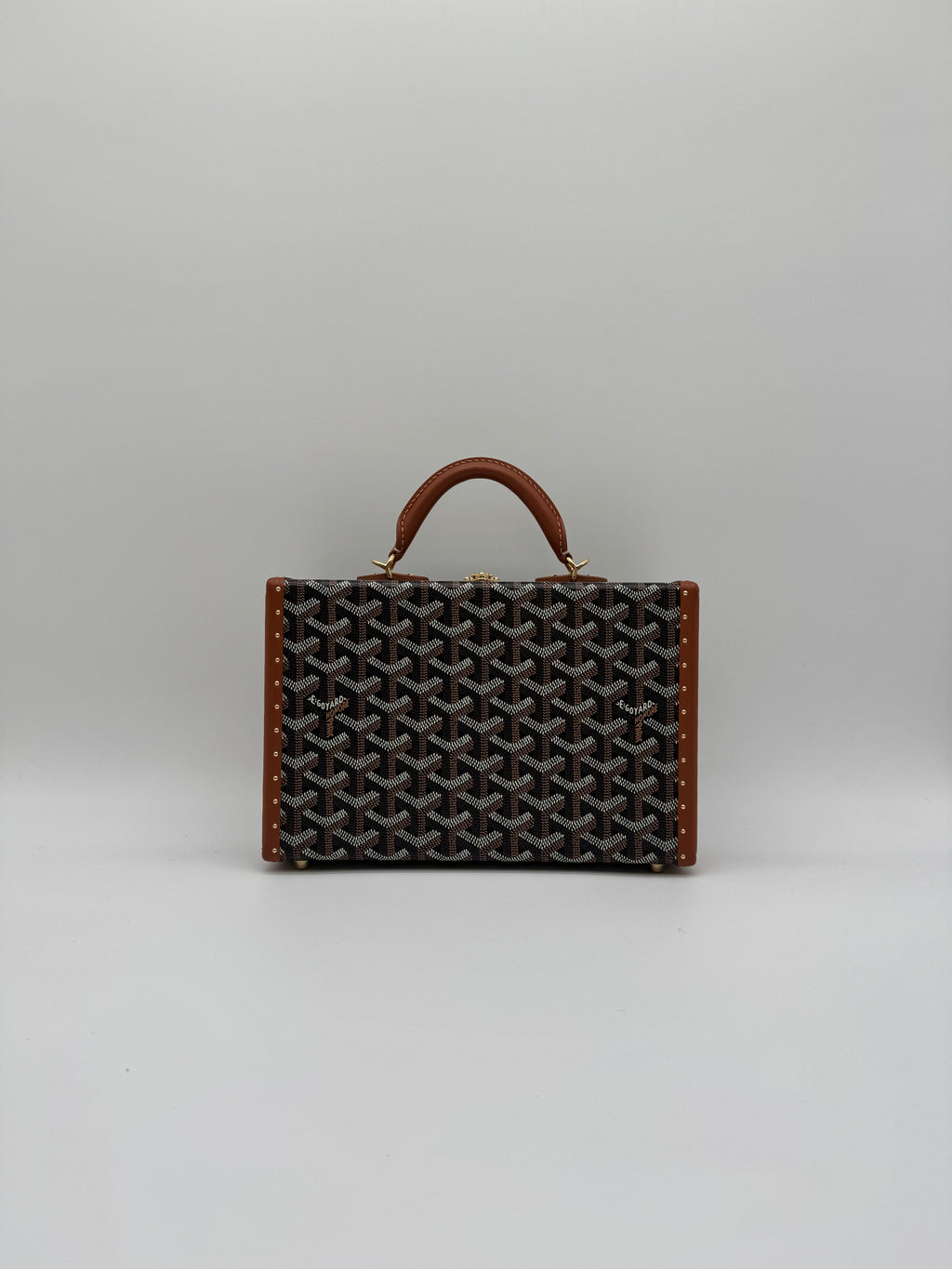 Goyard Grand Hôtel Trunk Bag Black & Tan Gold Hardware