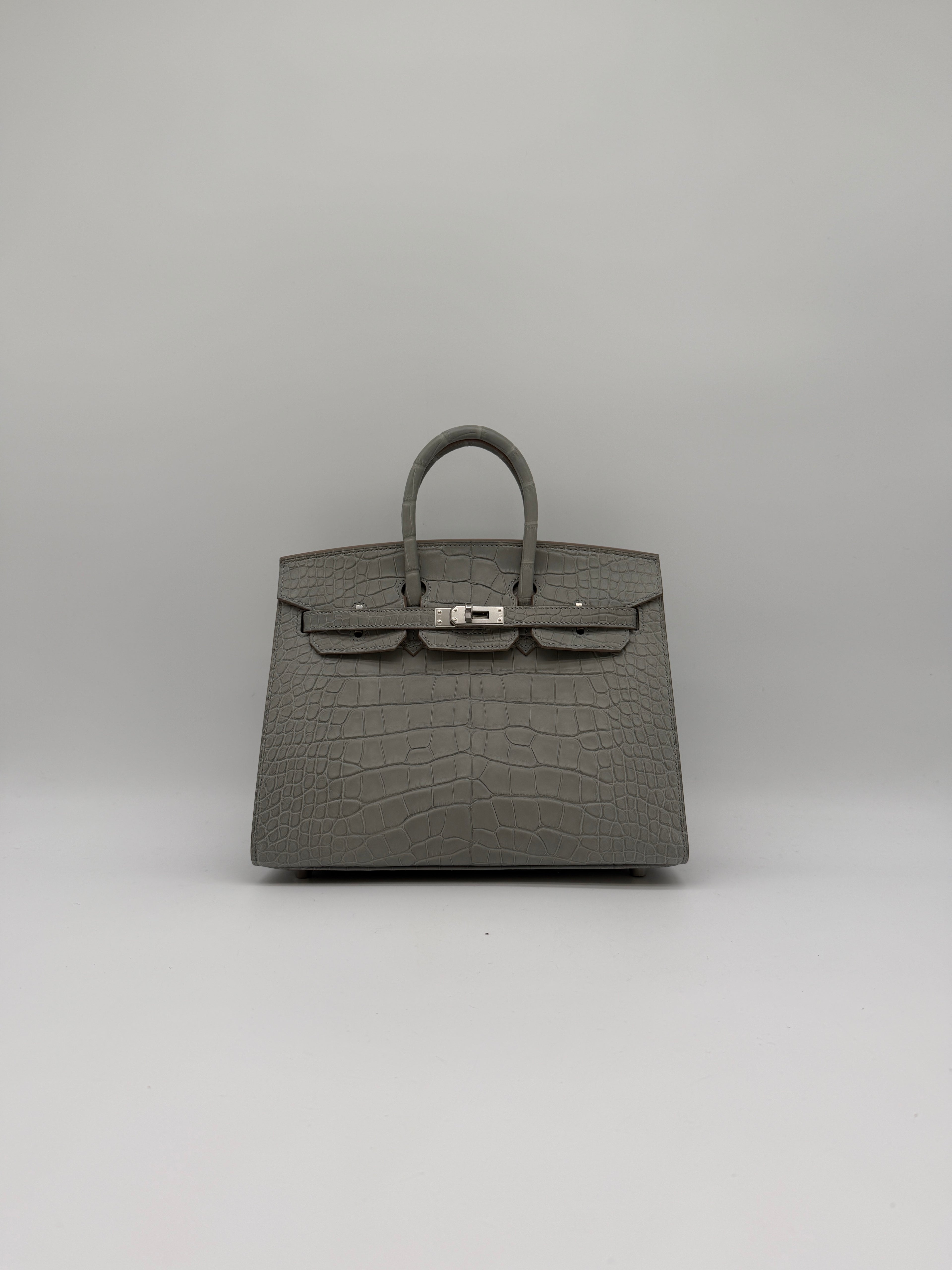 Hermès Birkin 25 Gris Perle Matt Alligator Palladium Hardware