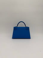 Hermès Mini Kelly Bleu Hydra Epsom Palladium Hardware