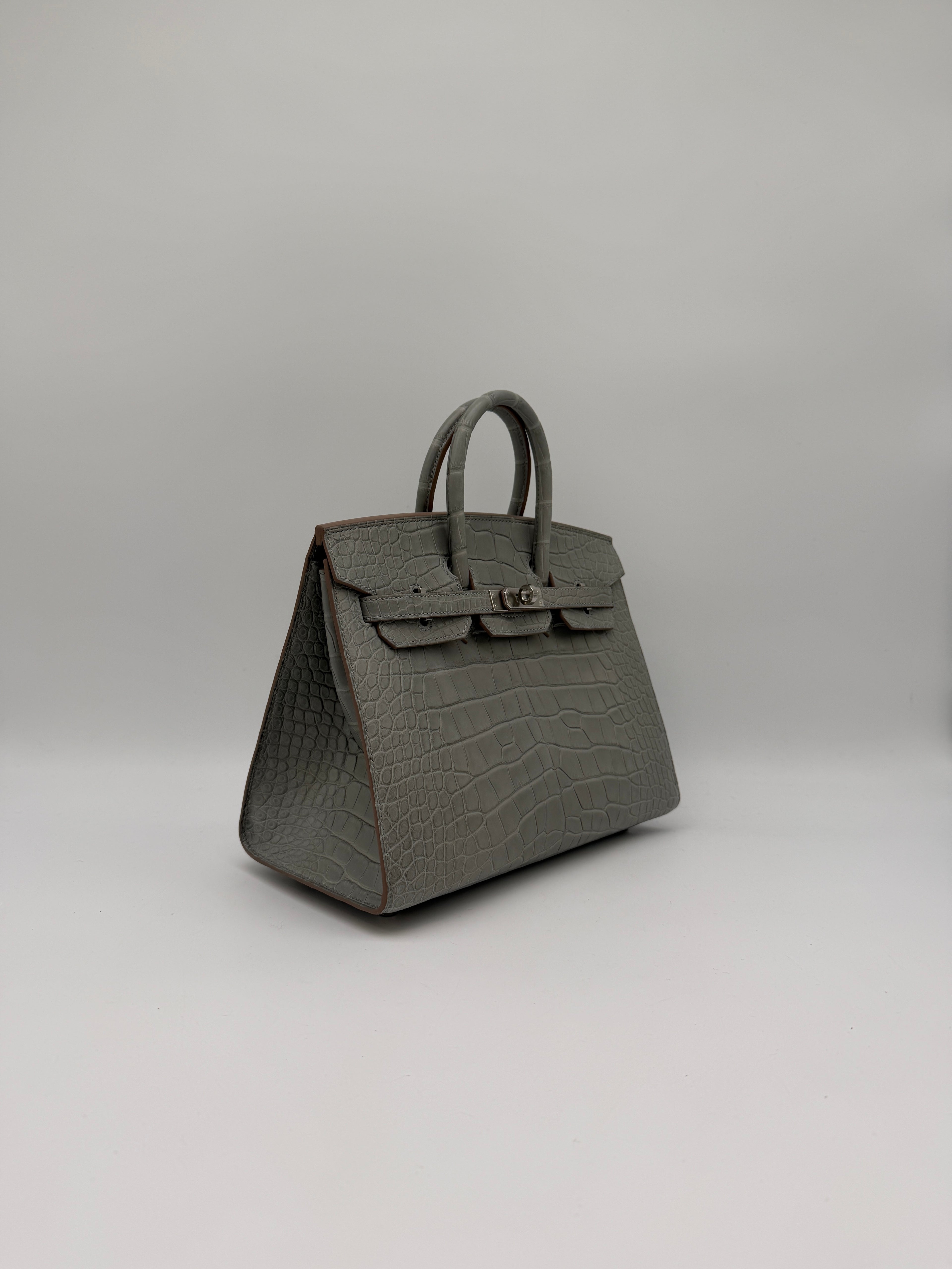 Hermès Birkin 25 Gris Perle Matt Alligator Palladium Hardware