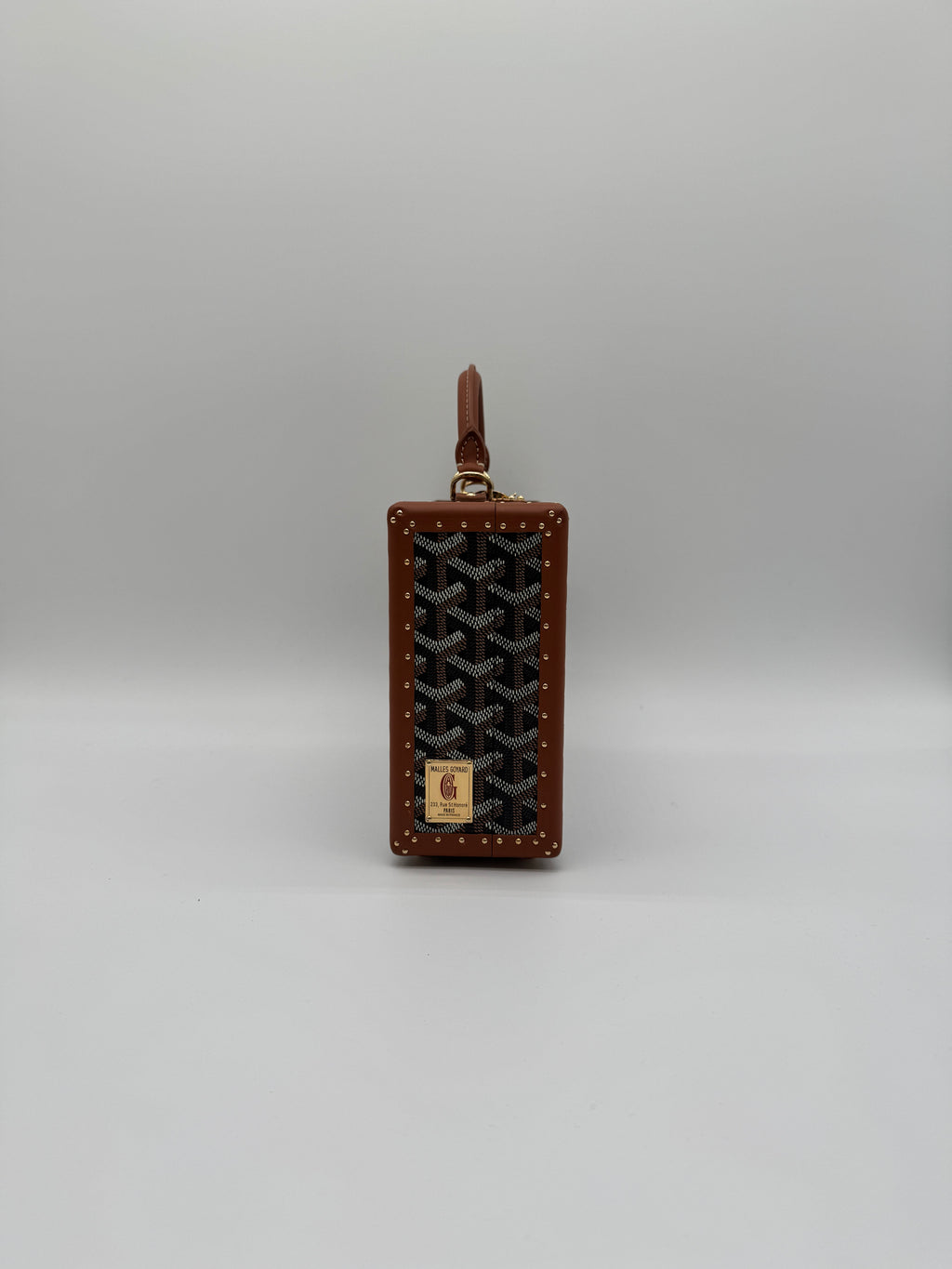 Goyard Grand Hôtel Trunk Bag Black & Tan Gold Hardware