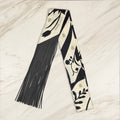 Hermès Bouquet Final leather fringe Twilly Creme/Noir