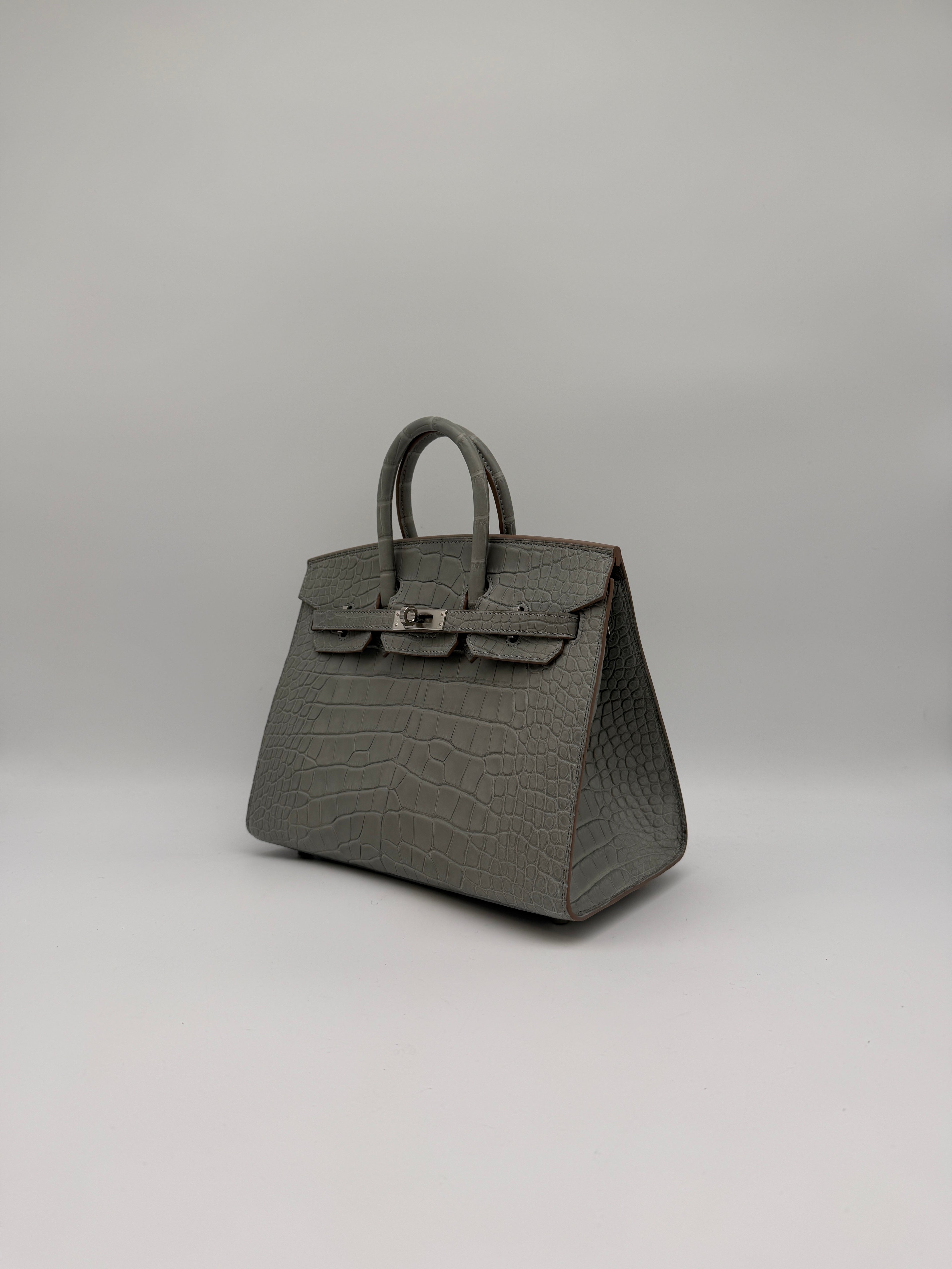 Hermès Birkin 25 Gris Perle Matt Alligator Palladium Hardware