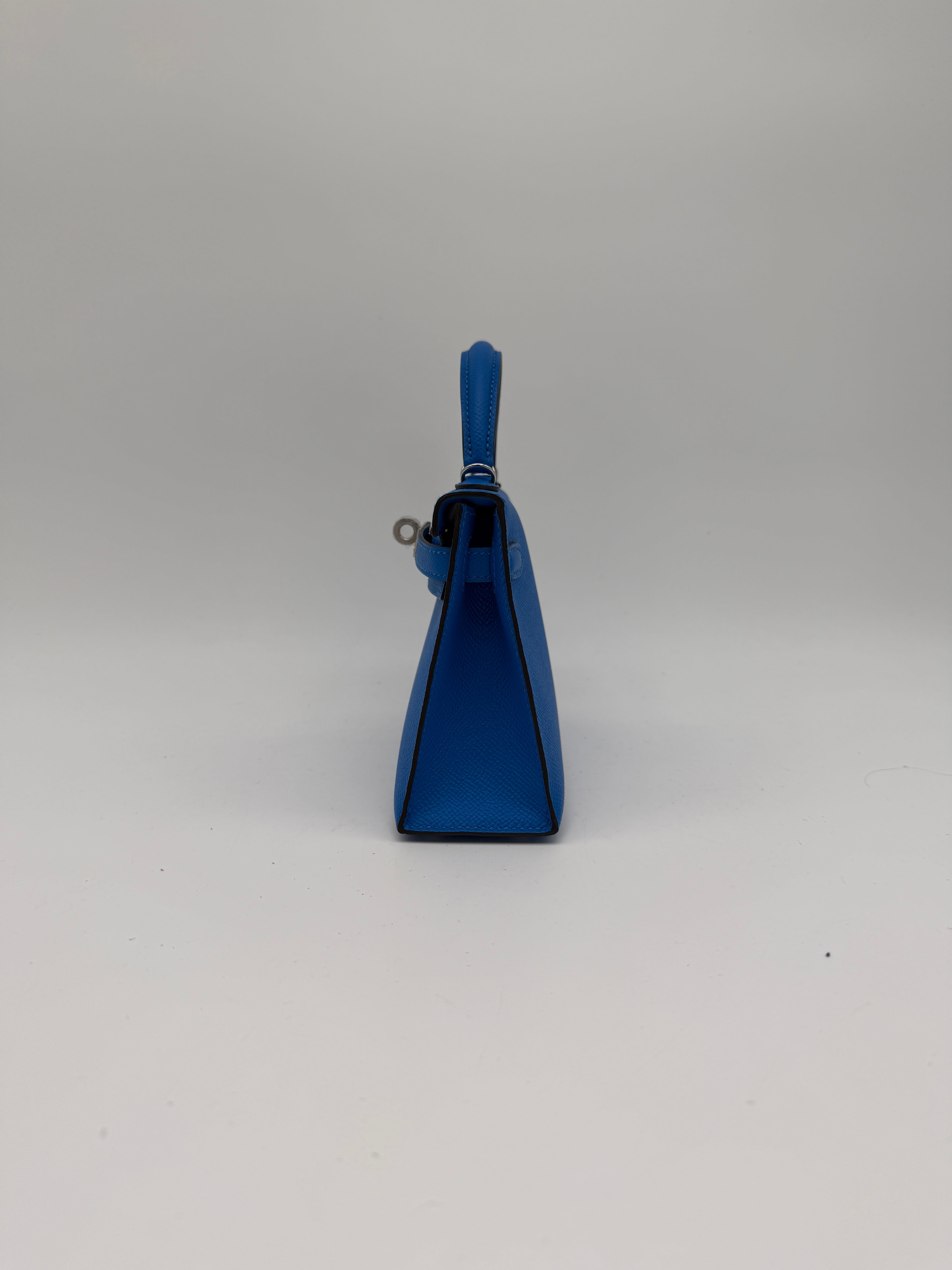 Hermès Mini Kelly Bleu Hydra Epsom Palladium Hardware
