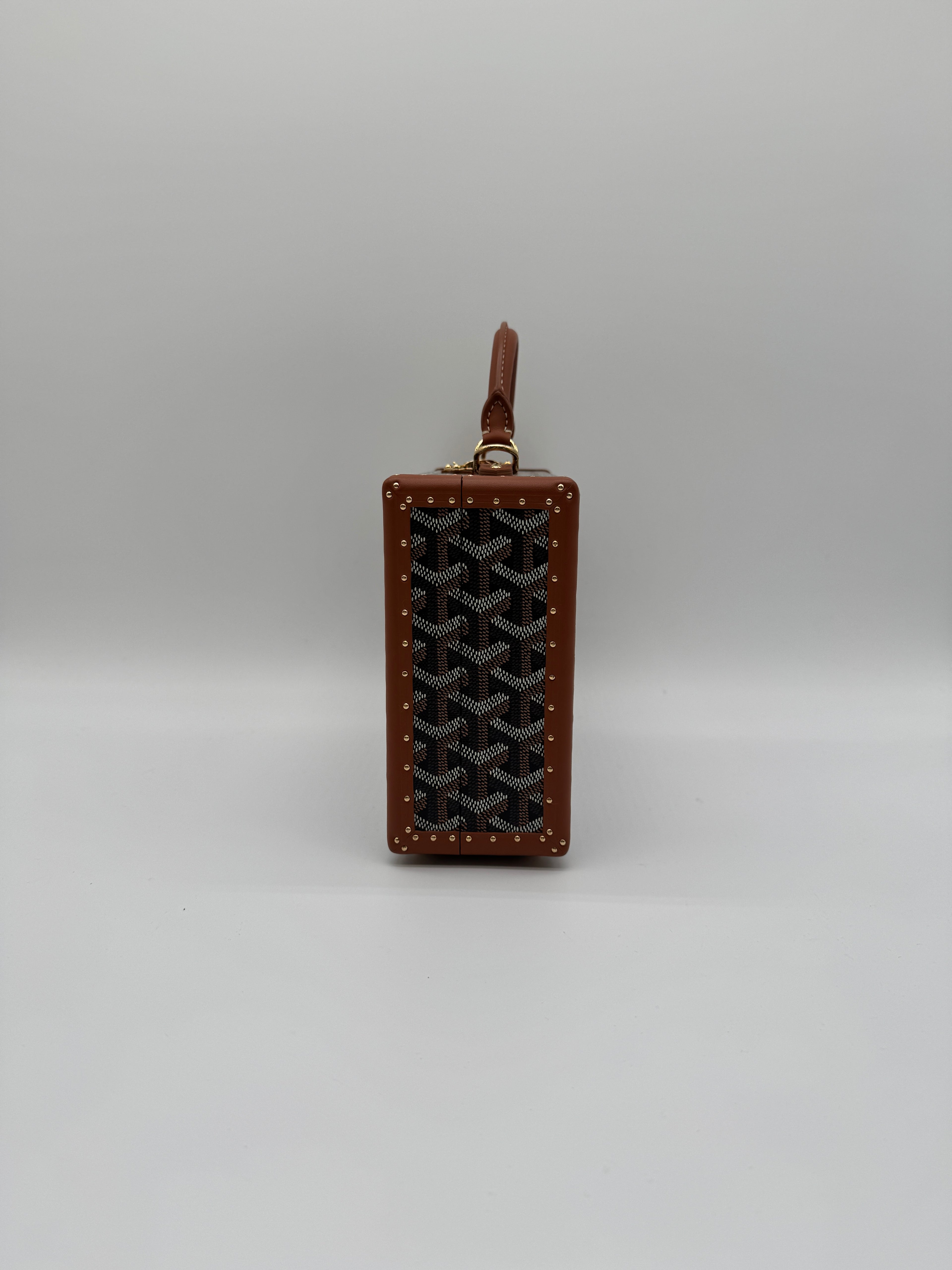 Goyard Grand Hôtel Trunk Bag Black & Tan Gold Hardware