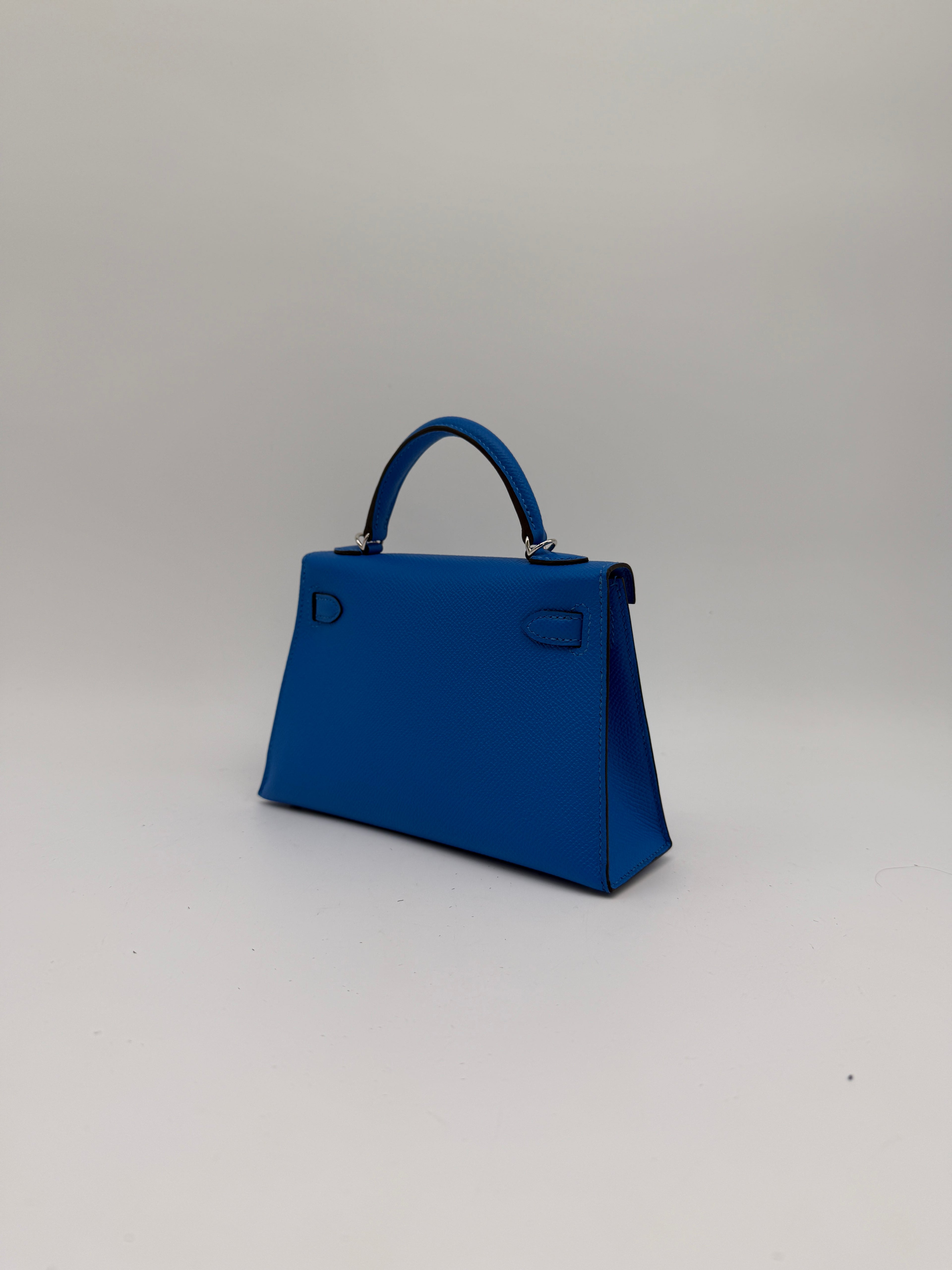 Hermès Mini Kelly Bleu Hydra Epsom Palladium Hardware