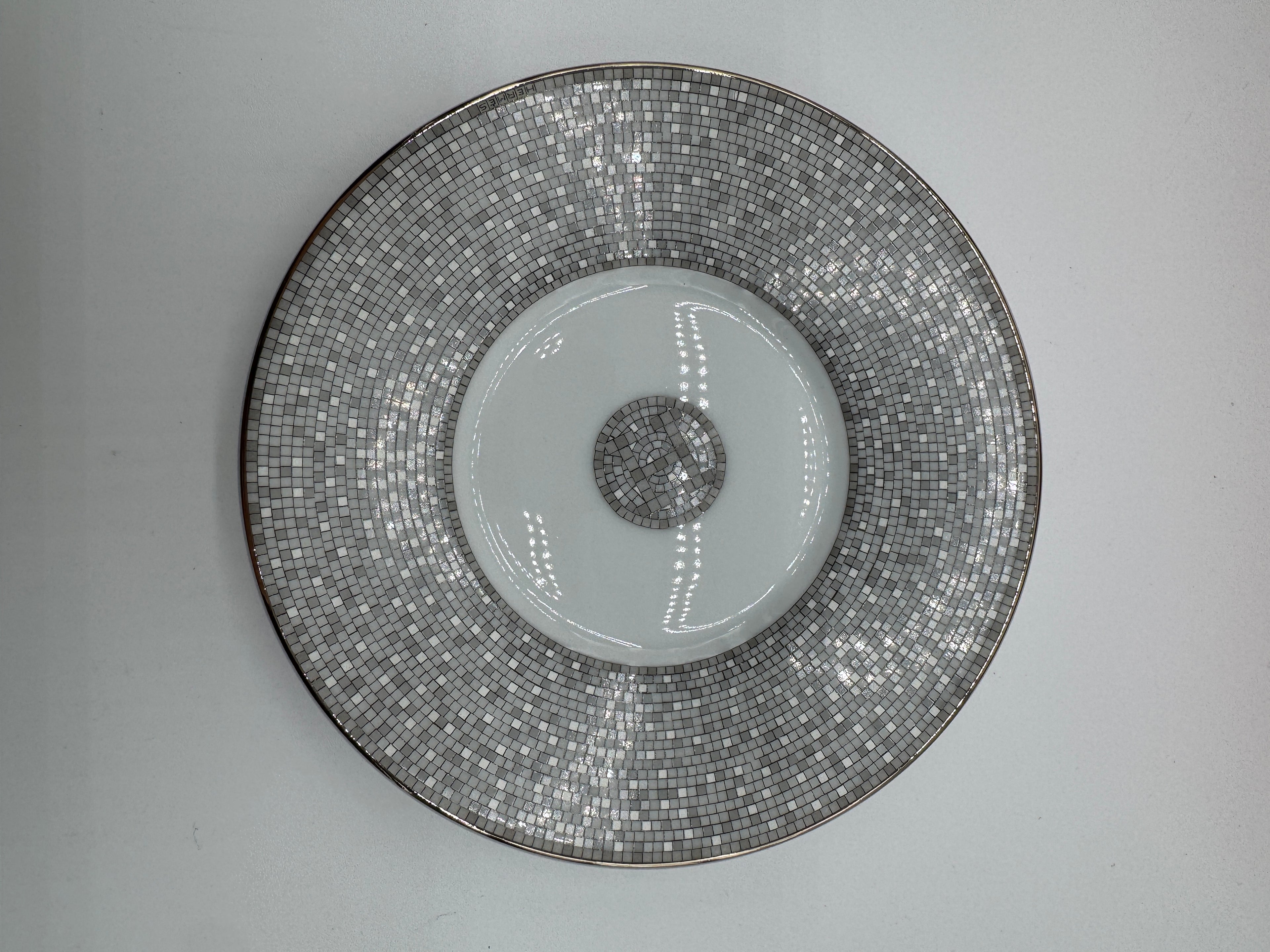 Hermès Mosaique au 24 platinum tea cup and saucer (set of 2)