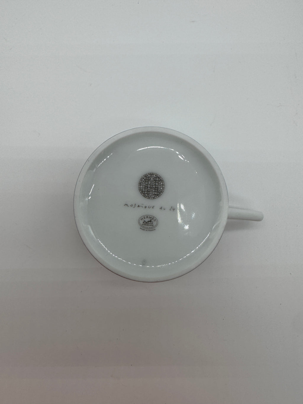 Hermès Mosaique au 24 platinum tea cup and saucer (set of 2)