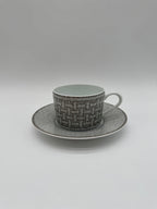 Hermès Mosaique au 24 platinum tea cup and saucer (set of 2)
