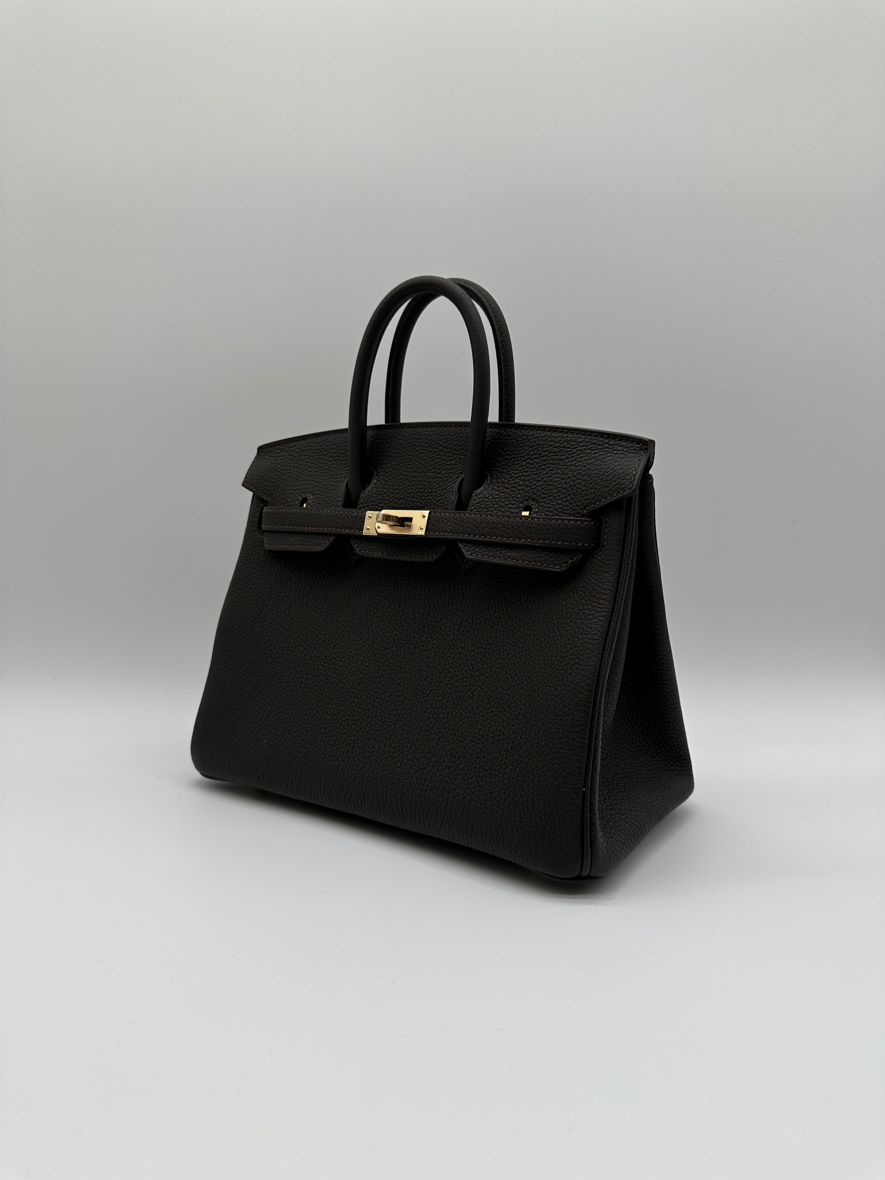 Hermès Birkin 25 Bai Brun Togo Permabrass Hardware