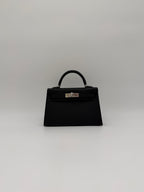 Hermès Mini Kelly Black/ Gold Epsom Palladium Hardware