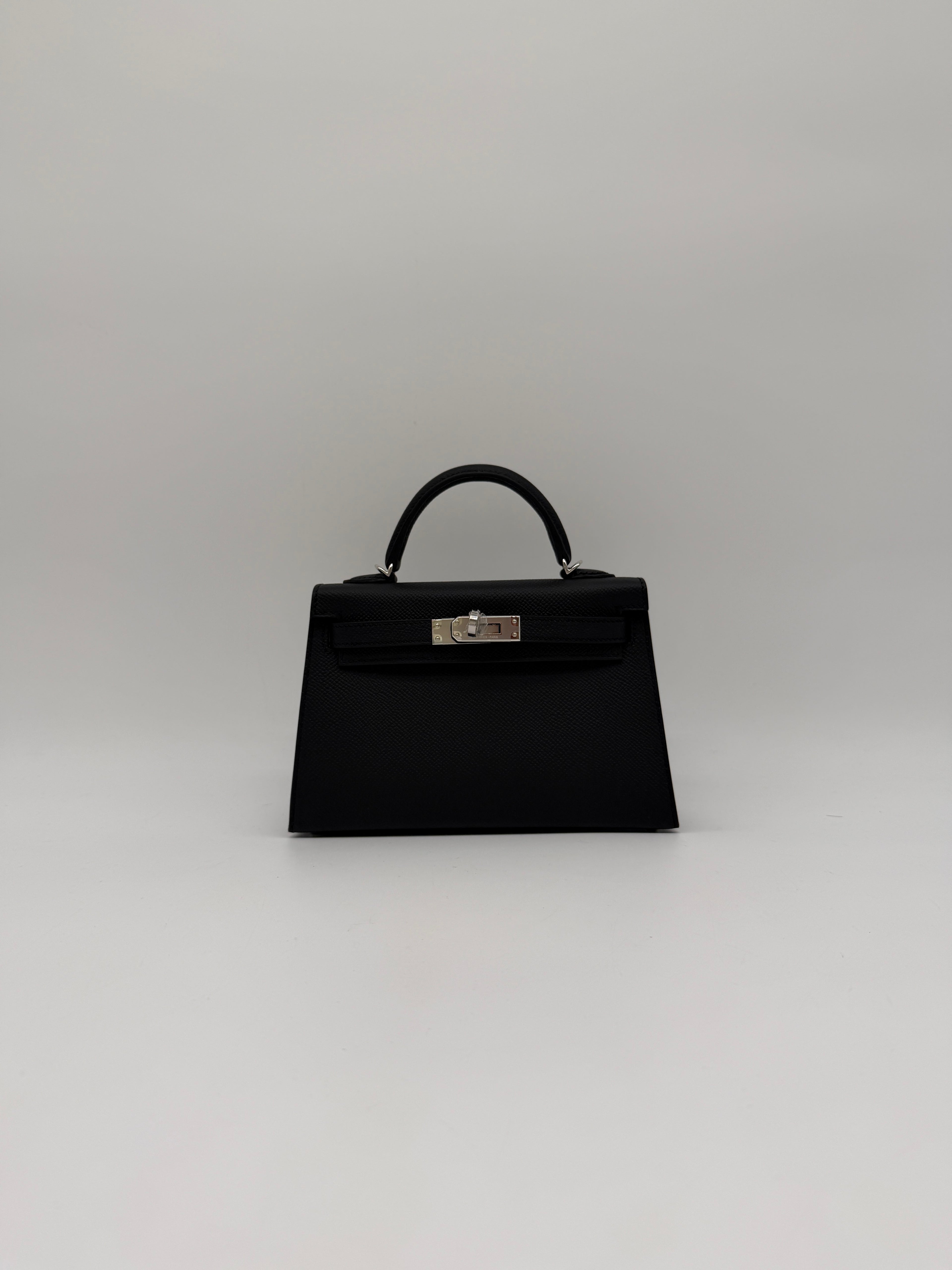 Hermès Mini Kelly Black/ Gold Epsom Palladium Hardware