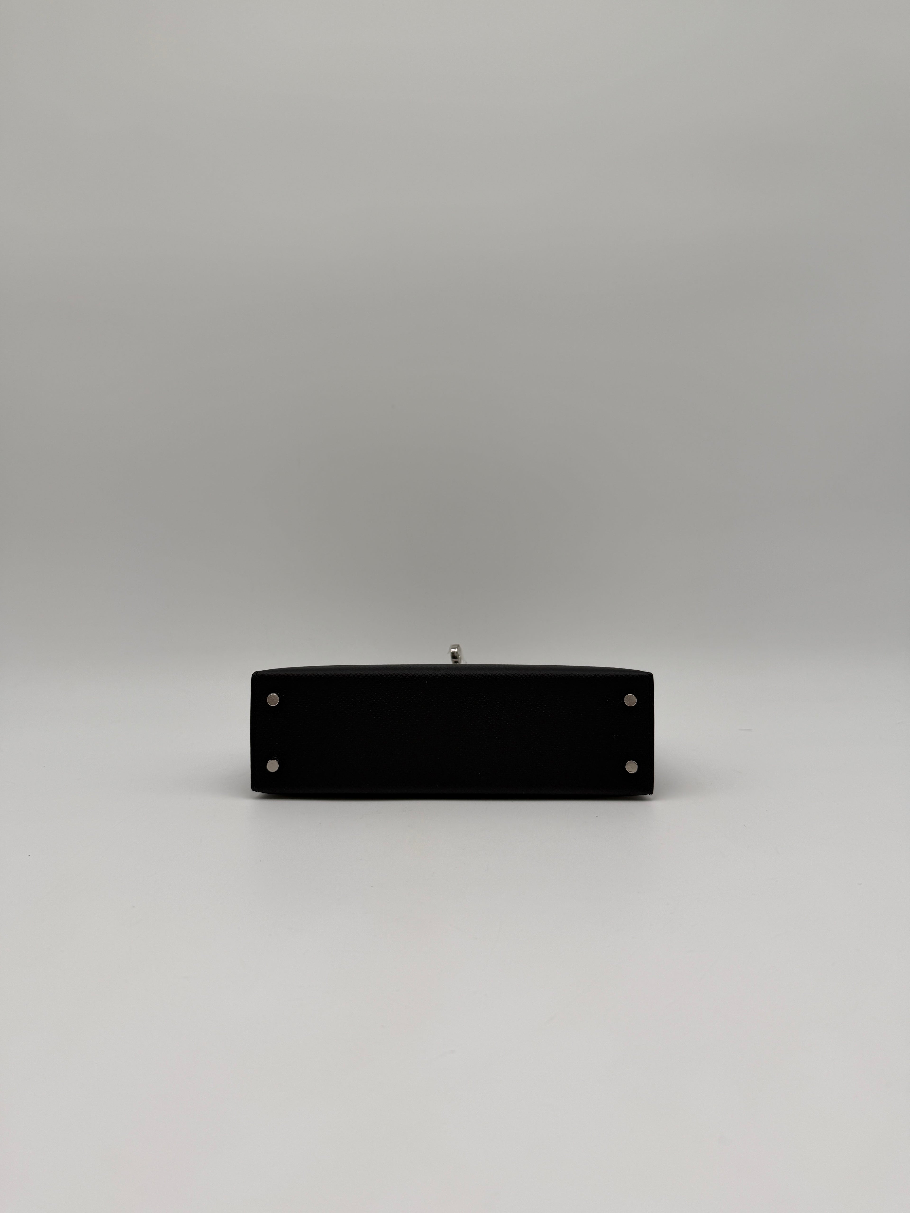 Hermès Mini Kelly Black/ Gold Epsom Palladium Hardware