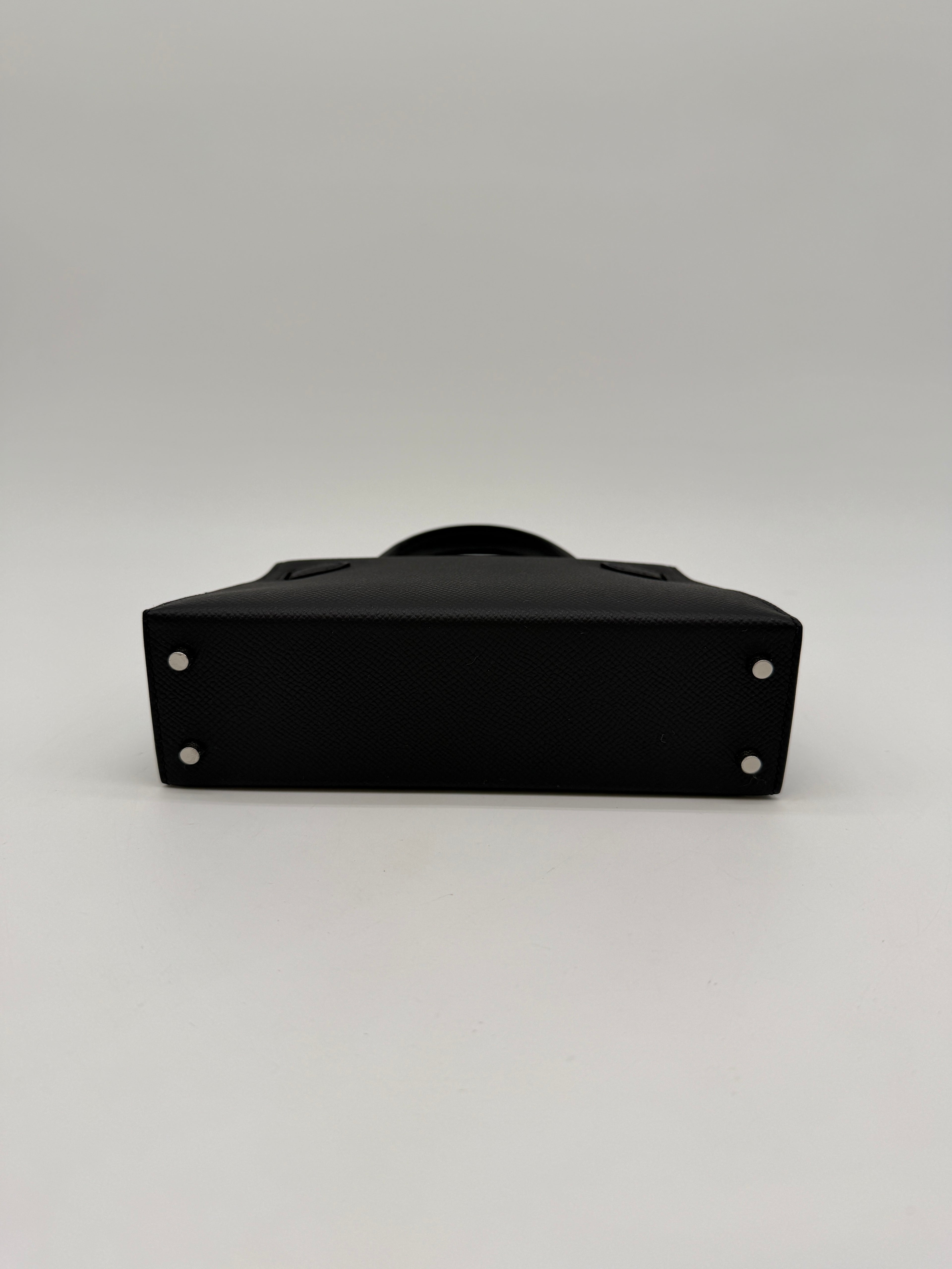 Hermès Mini Kelly Black/ Gold Epsom Palladium Hardware
