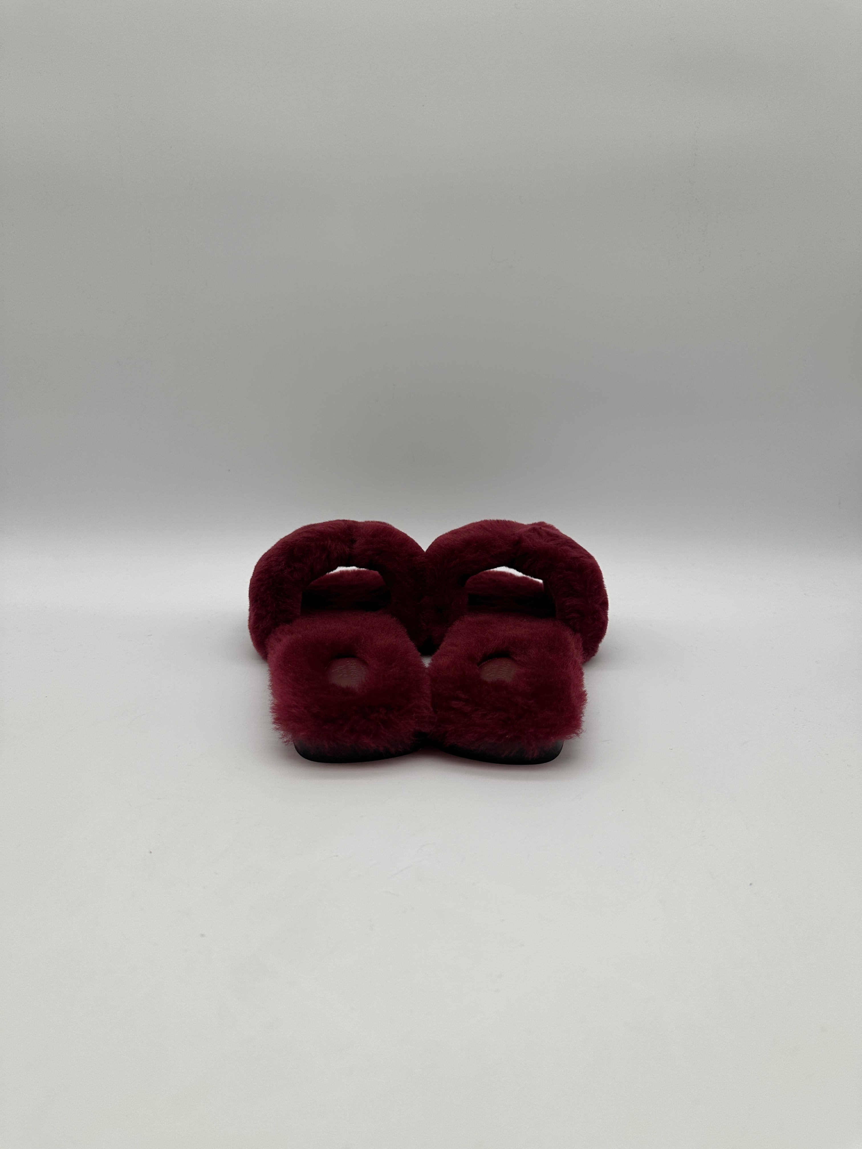 Hermès Oran Sandal Shearling Rouge De Turin