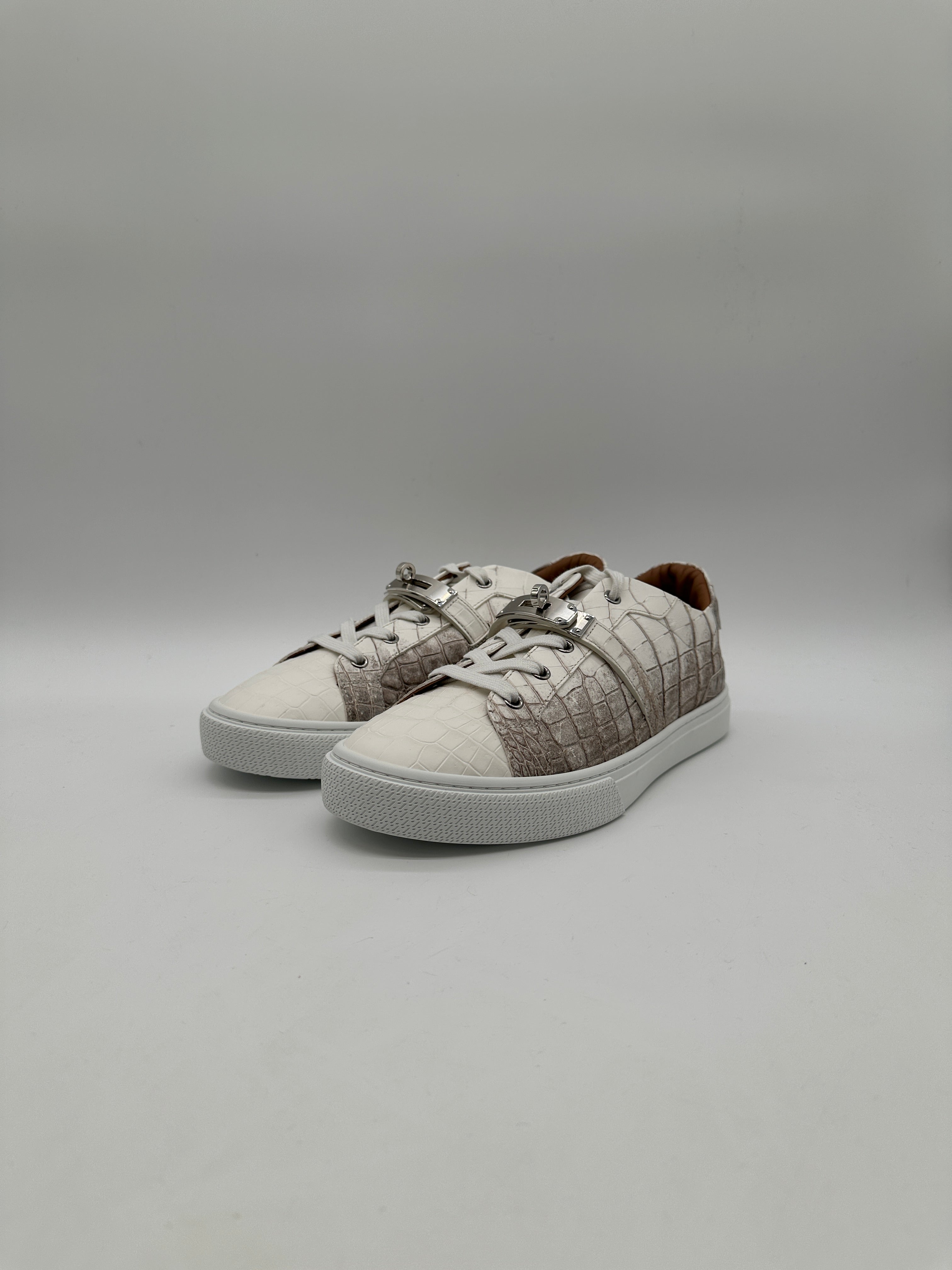 Hermès Sneaker Homme Croco Nilo Himalaya Blanc