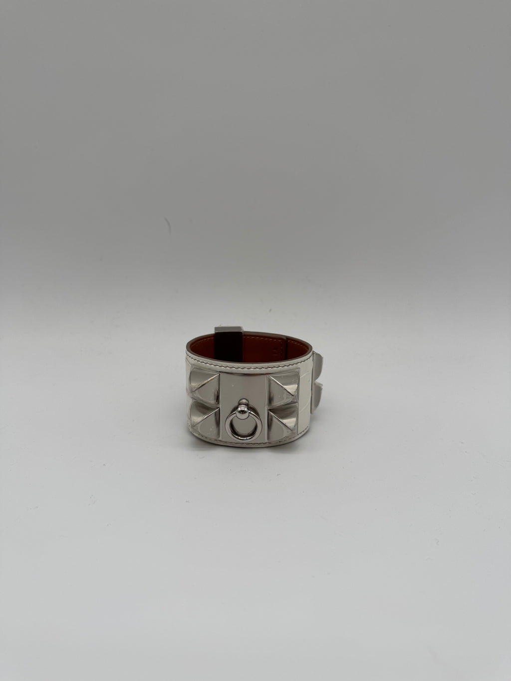 Hermès Collier de Chien Bracelet Himalaya Crocodile Blanc Palladium Hardware