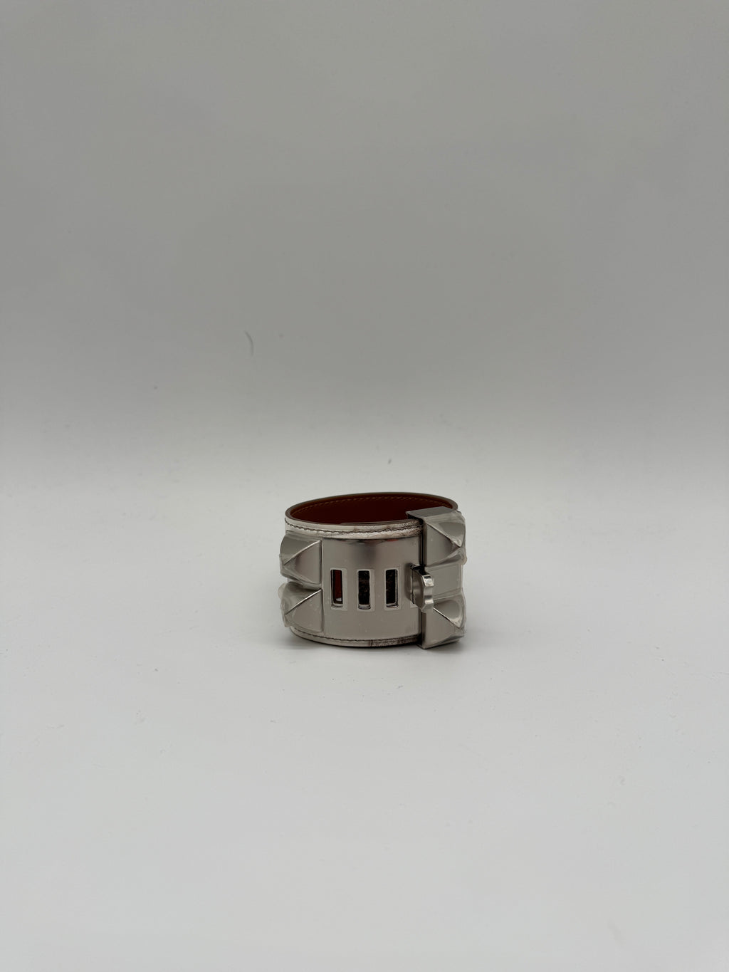 Hermès Collier de Chien Bracelet Himalaya Crocodile Blanc Palladium Hardware