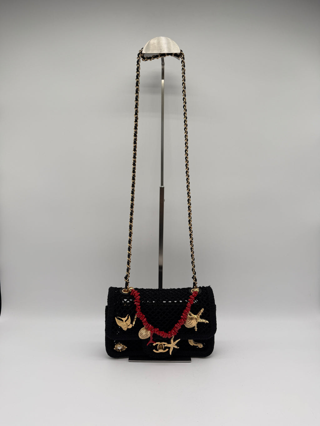 Chanel Coco Beach 2026 Mini Flapbag Black Mesh & Gold Tone Metal