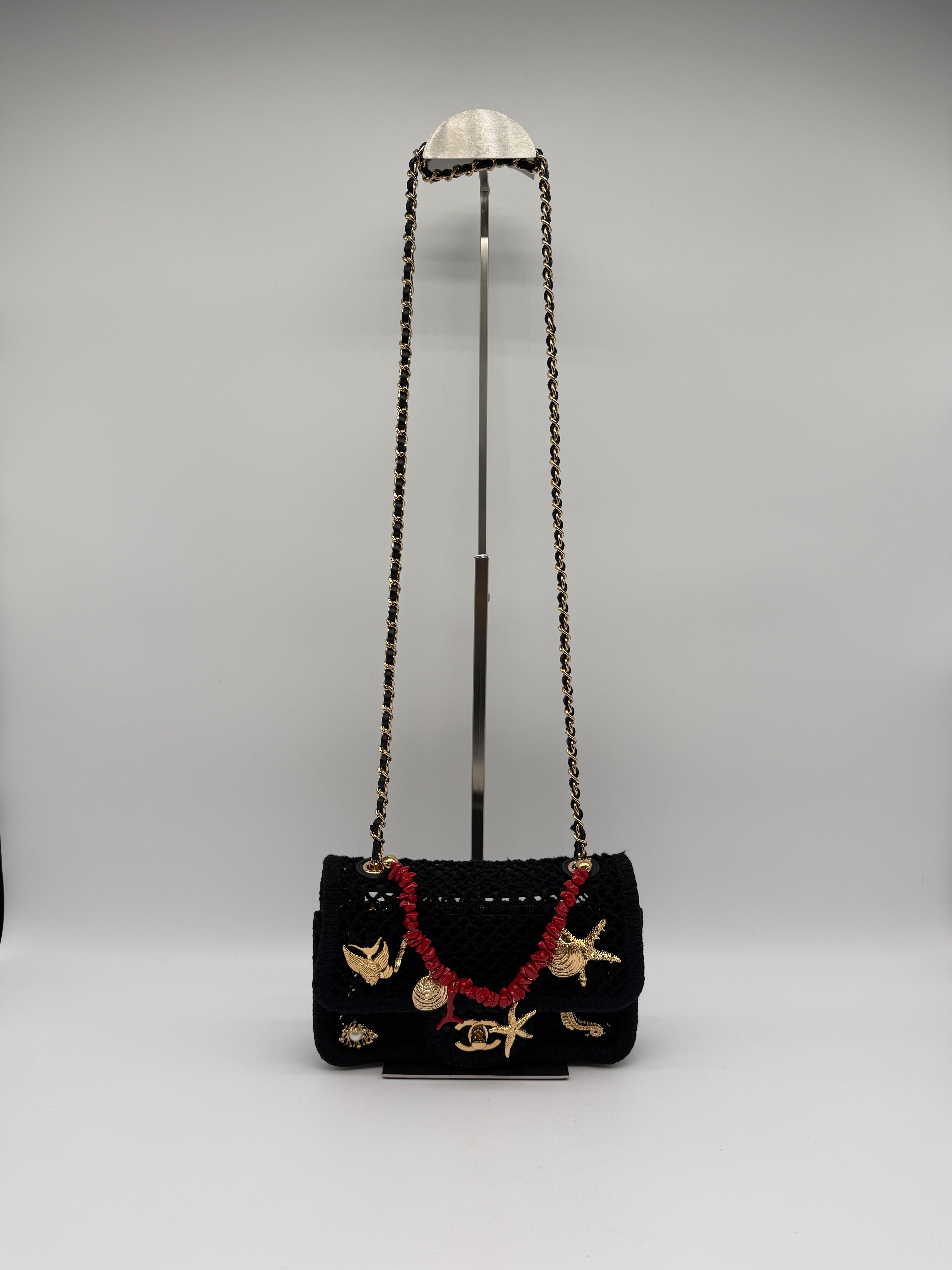 Chanel Coco Beach 2026 Mini Flapbag Black Mesh & Gold Tone Metal