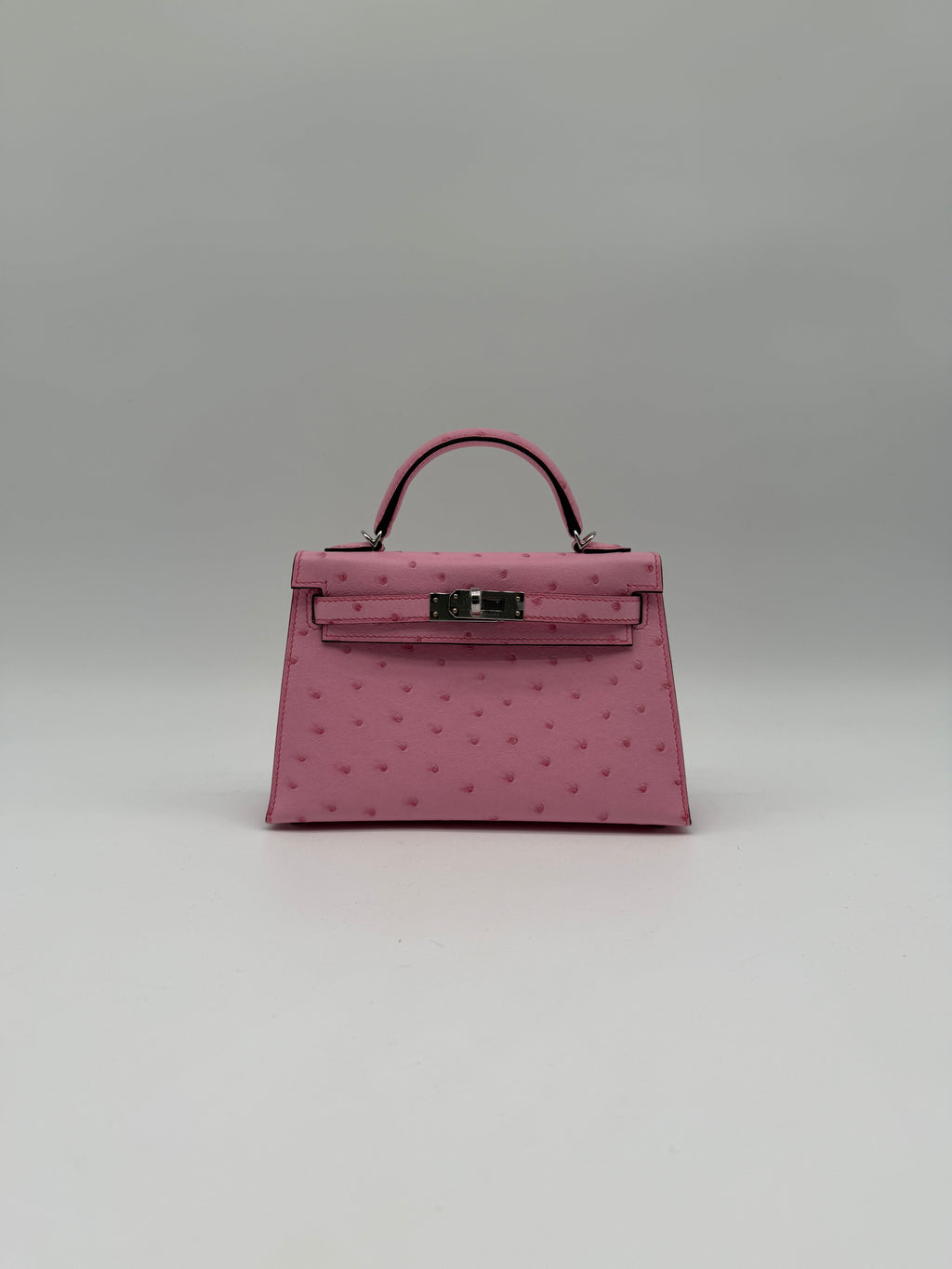 Hermès Mini Kelly Bubblegum Ostrich Palladium Hardware