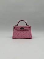 Hermès Mini Kelly Bubblegum Ostrich Palladium Hardware