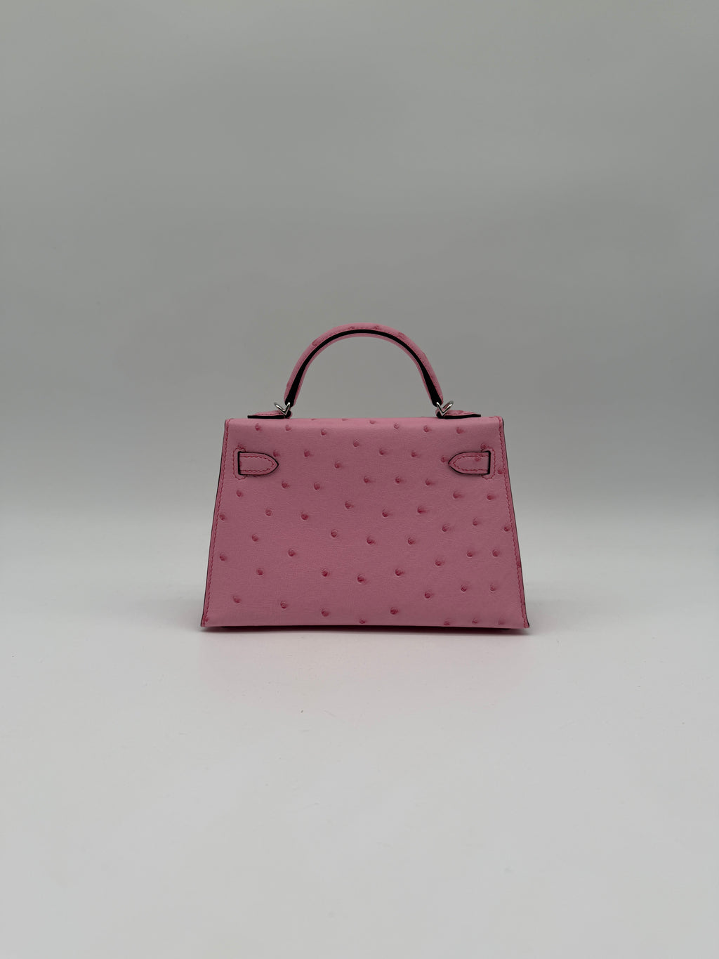 Hermès Mini Kelly Bubblegum Ostrich Palladium Hardware