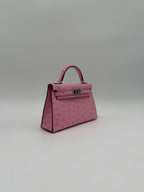 Hermès Mini Kelly Bubblegum Ostrich Palladium Hardware