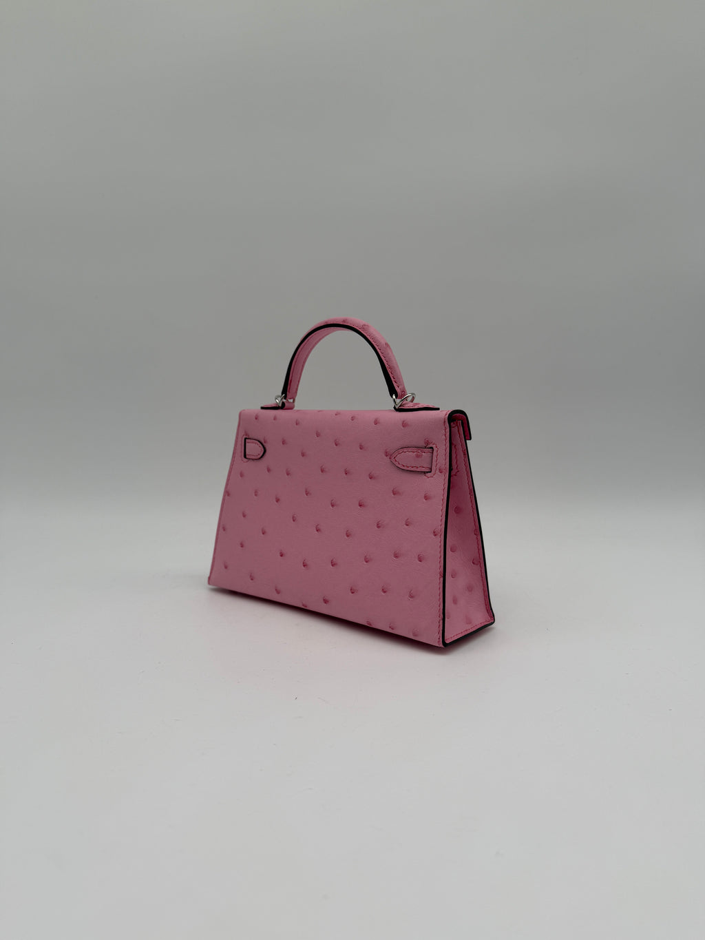 Hermès Mini Kelly Bubblegum Ostrich Palladium Hardware