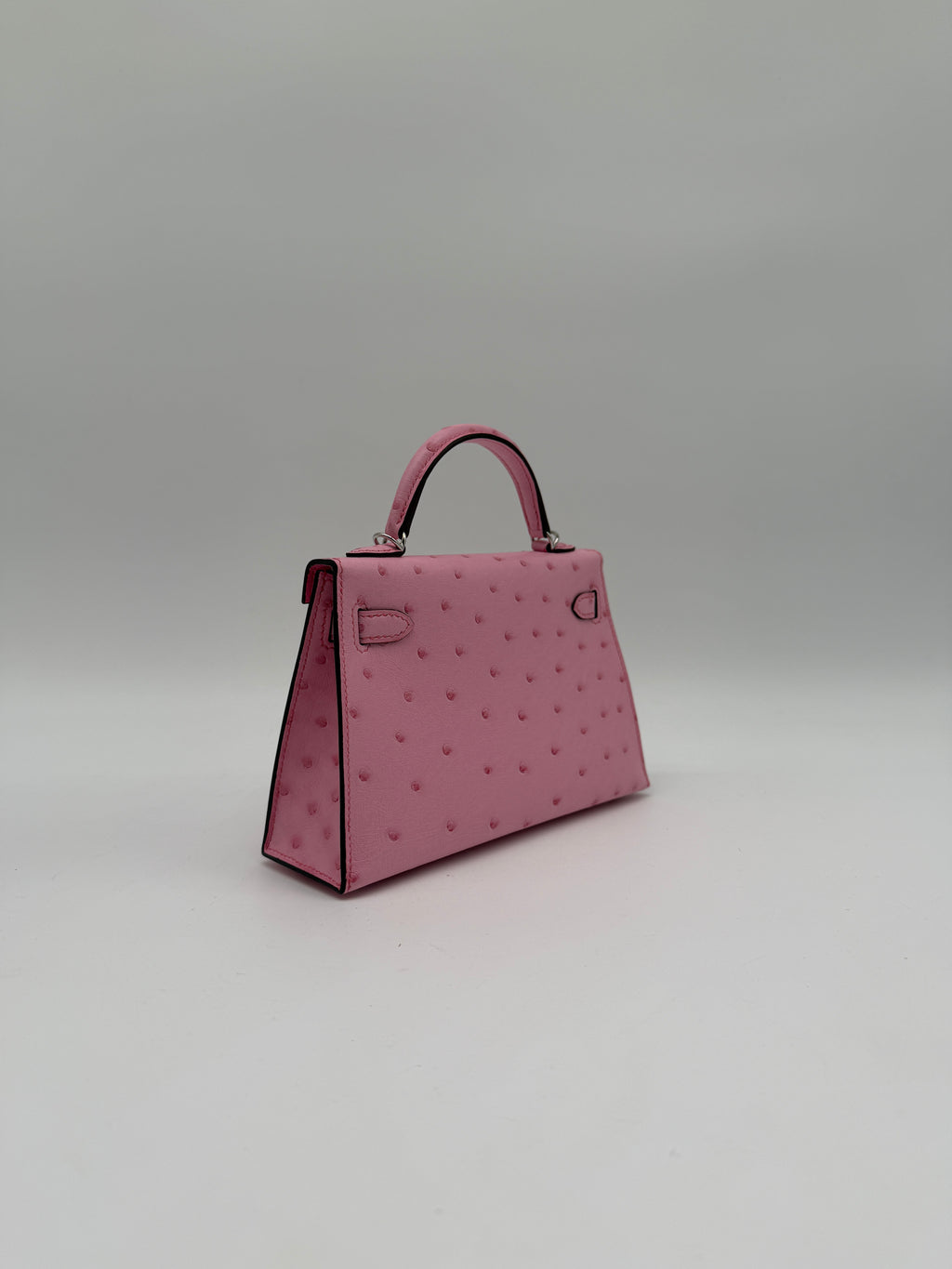 Hermès Mini Kelly Bubblegum Ostrich Palladium Hardware