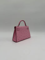 Hermès Mini Kelly Bubblegum Ostrich Palladium Hardware