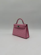 Hermès Mini Kelly Bubblegum Ostrich Palladium Hardware
