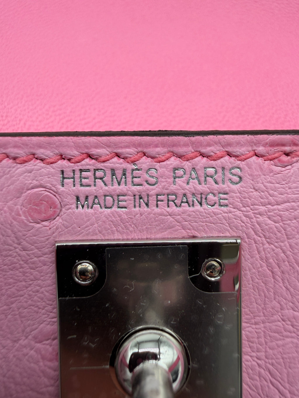 Hermès Mini Kelly Bubblegum Ostrich Palladium Hardware