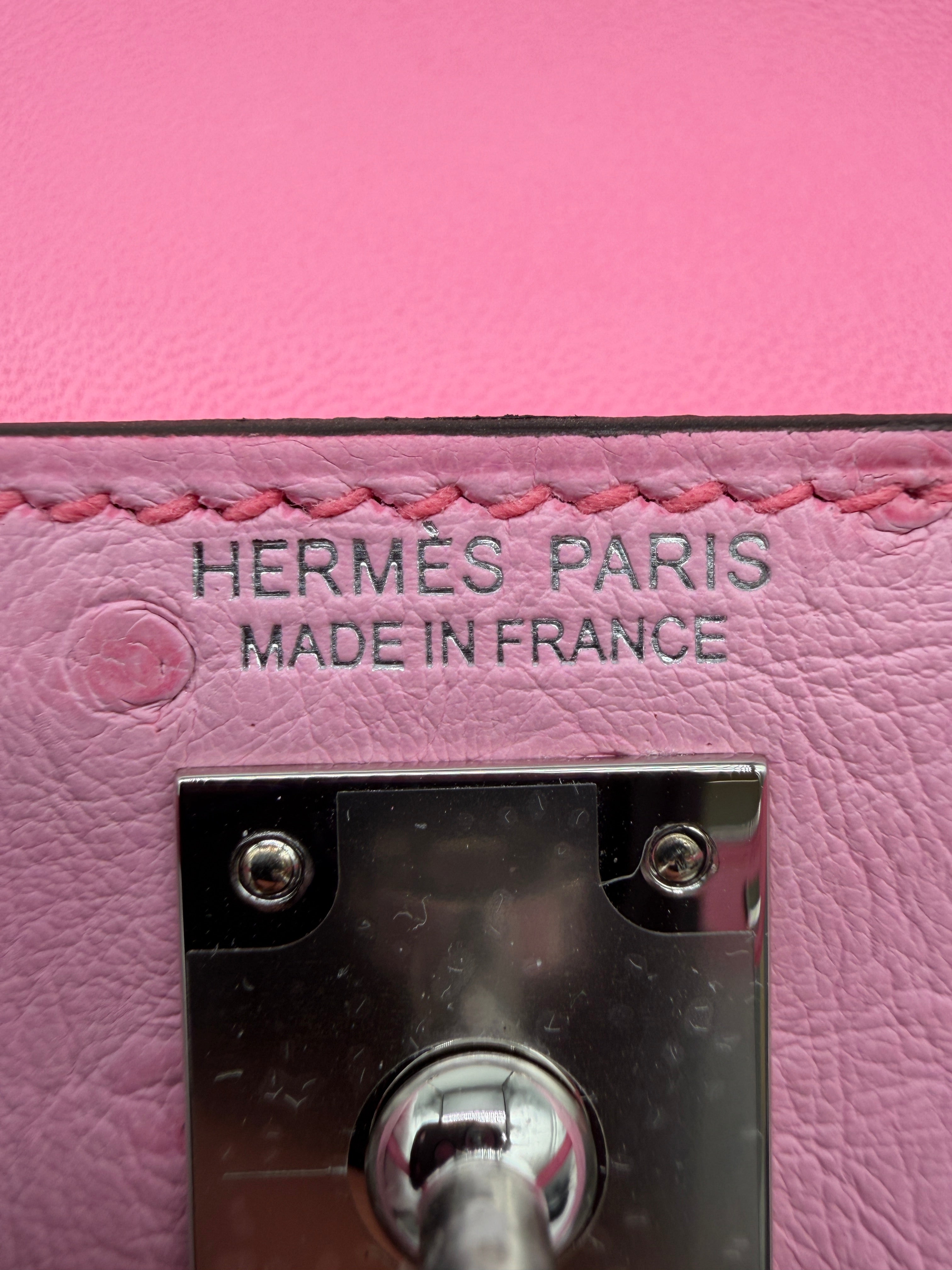 Hermès Mini Kelly Bubblegum Ostrich Palladium Hardware