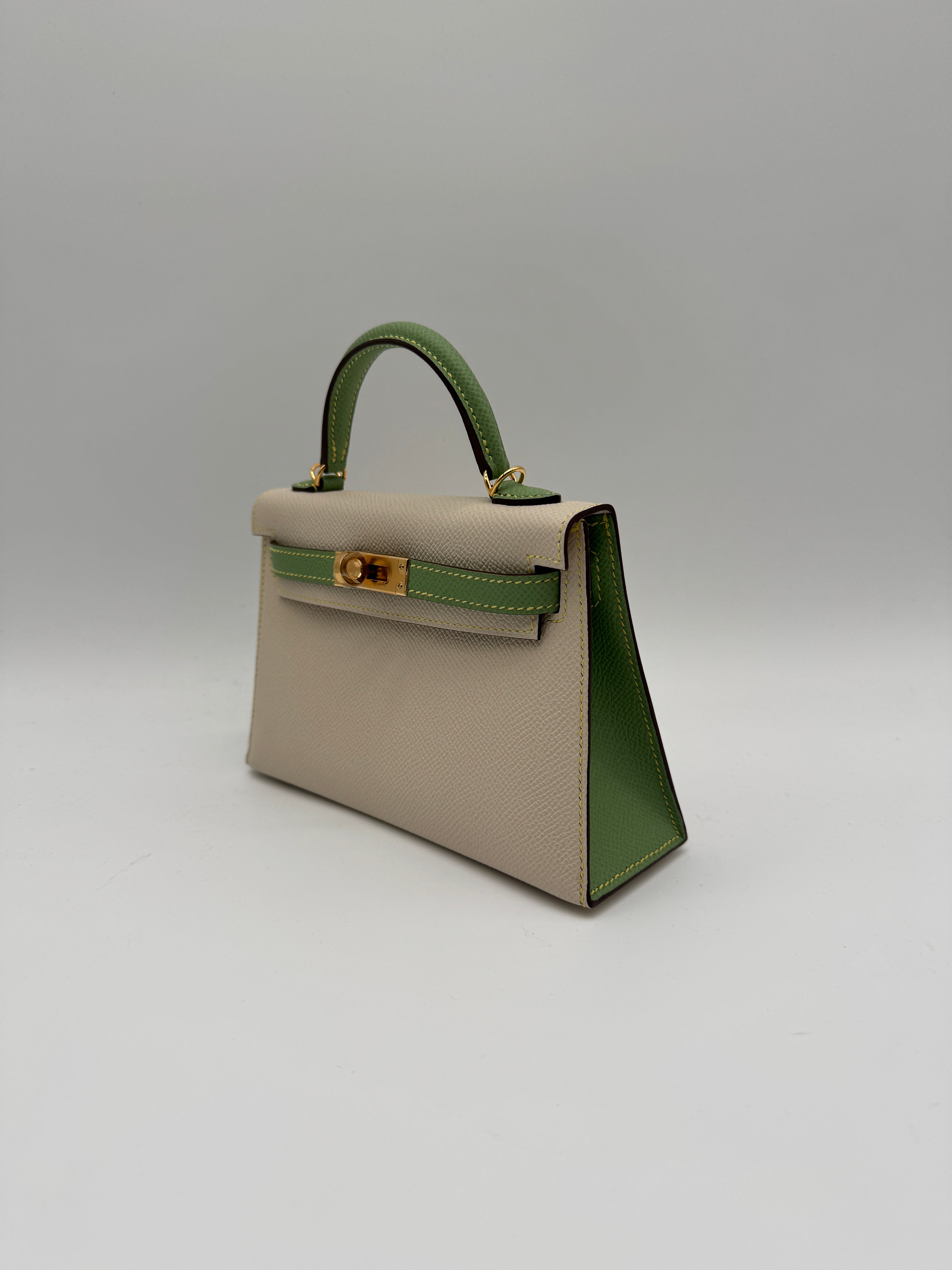 Hermès K20 HSS Craie, Vert Cricket Epsom Gold Hardware