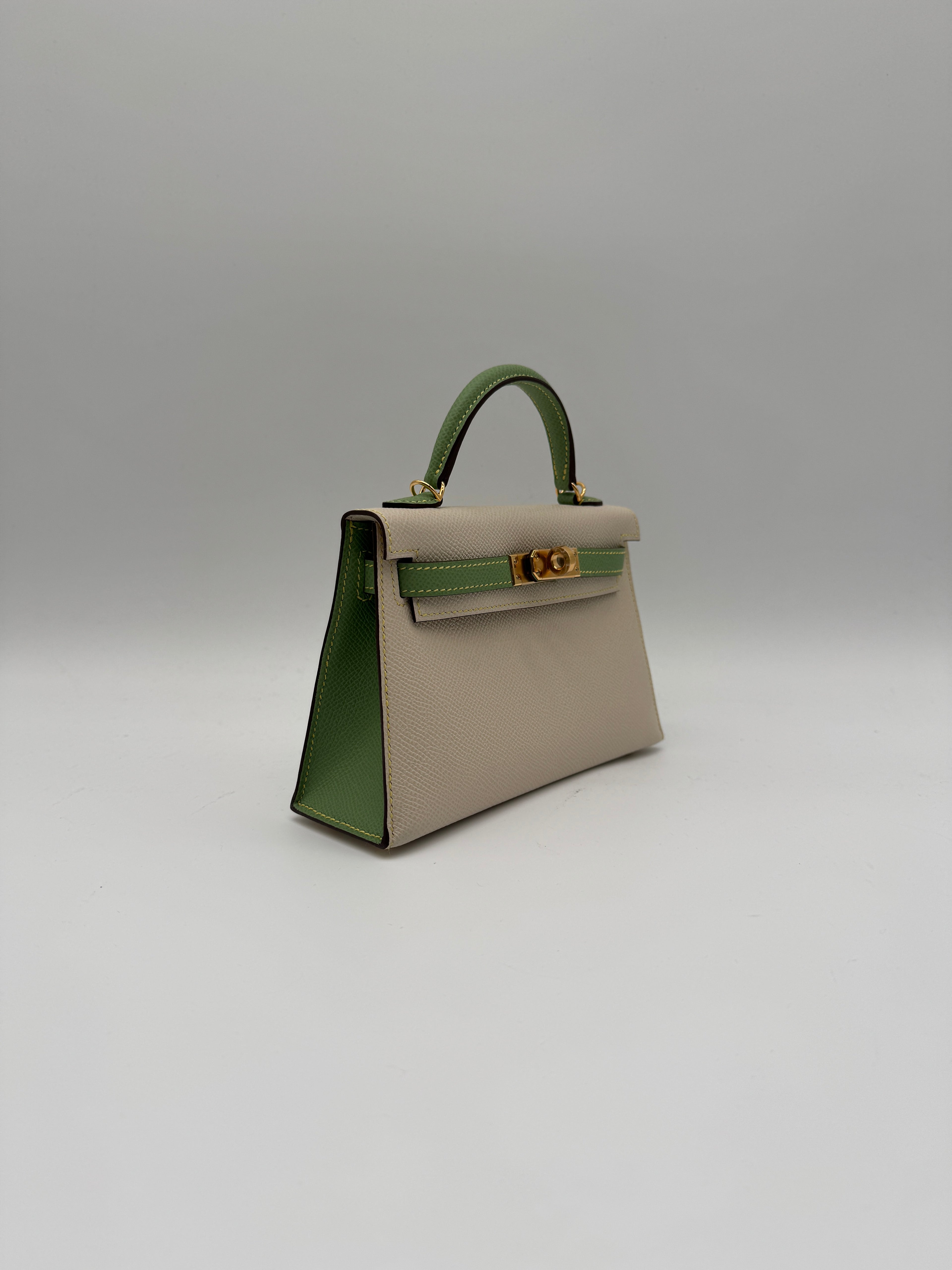 Hermès K20 HSS Craie, Vert Cricket Epsom Gold Hardware