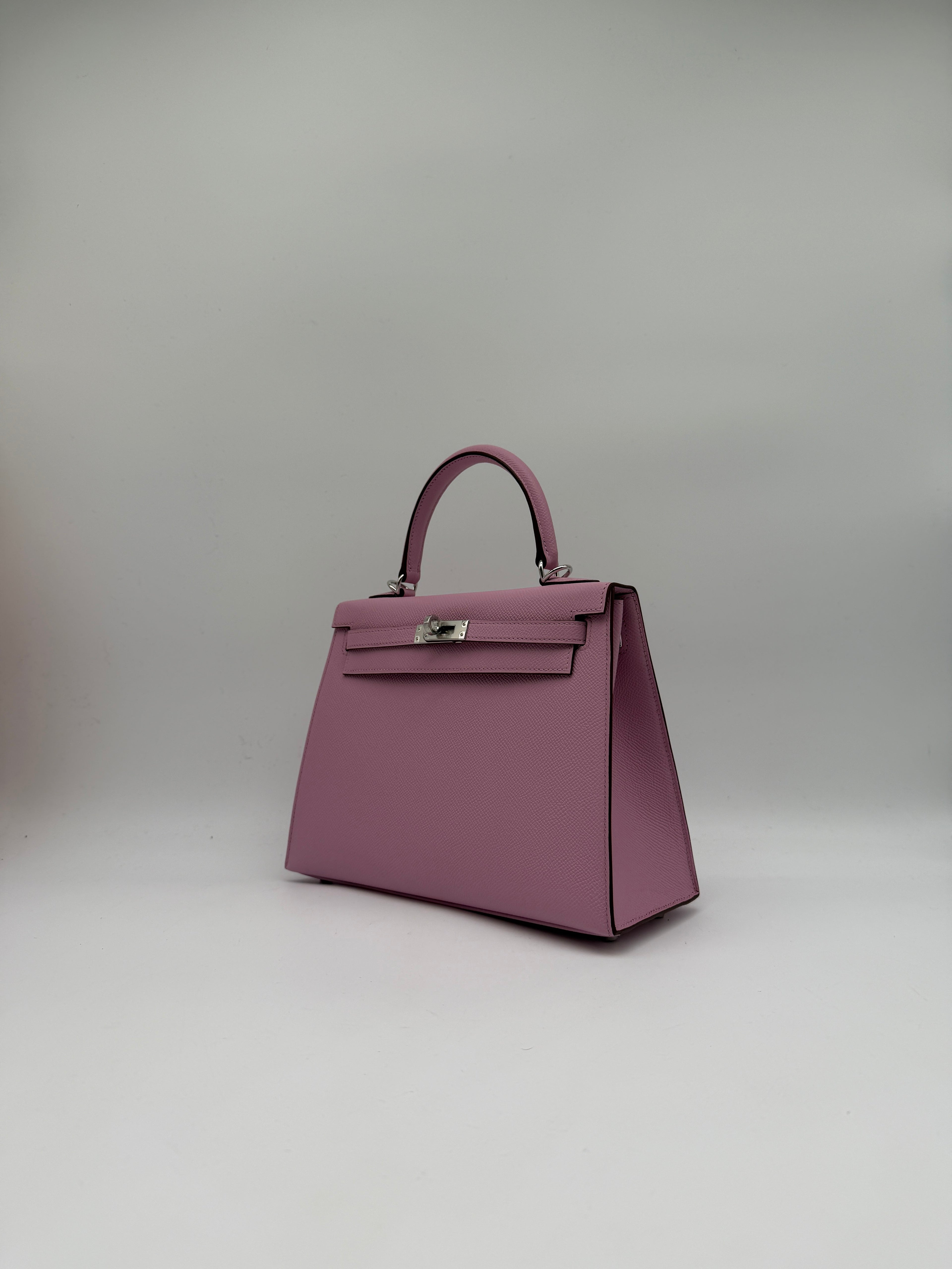 Kelly 25 Sylveter Mauve Epsom Palladium Hardware