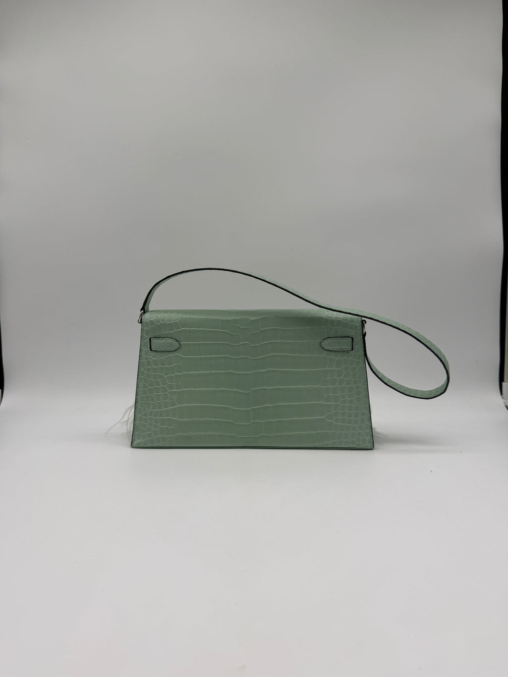 Hermès Kelly Elan Folie Vert Deau Foile Matte Porosus Palladium Hardware