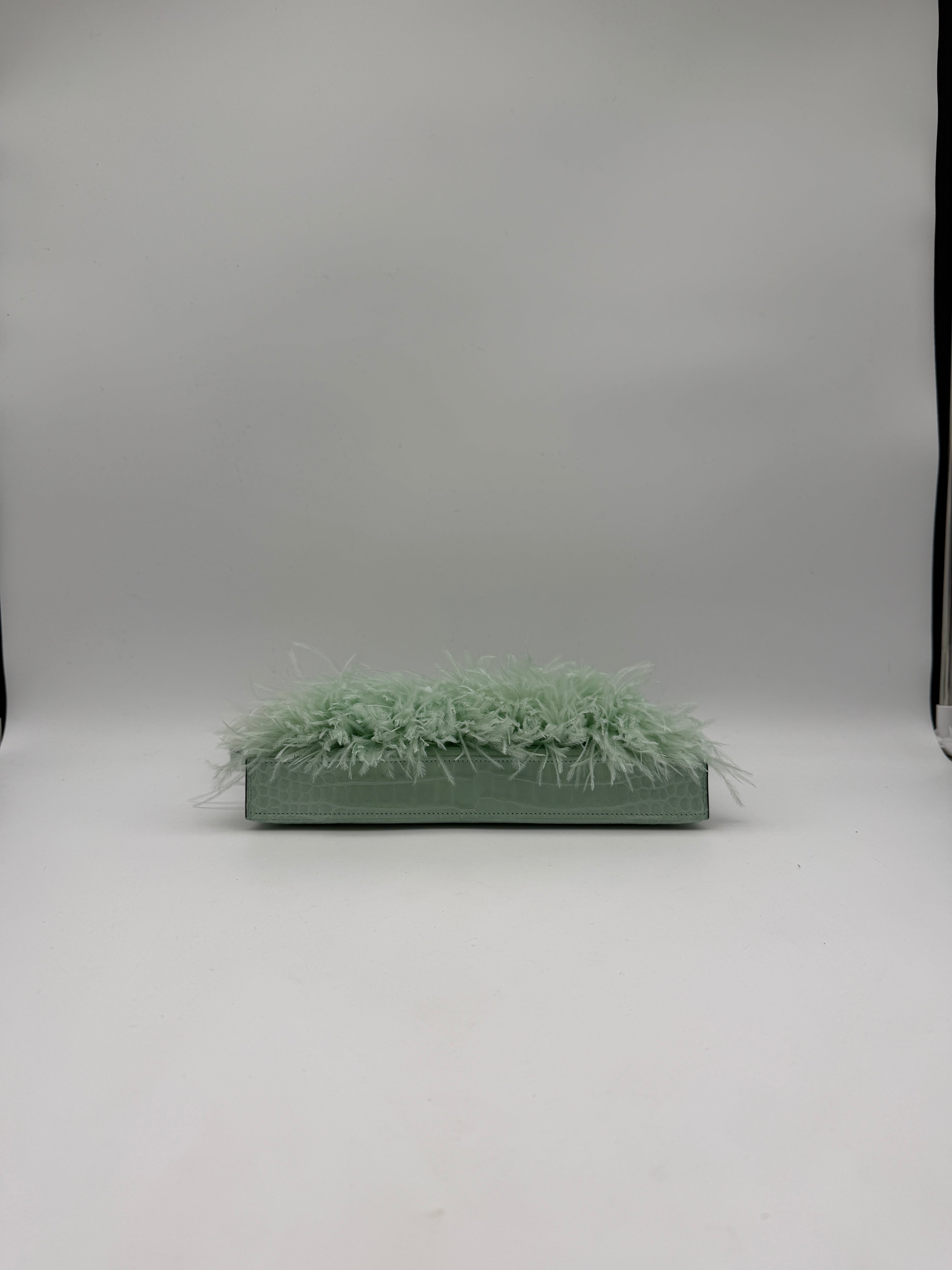 Hermès Kelly Elan Folie Vert Deau Foile Matte Porosus Palladium Hardware