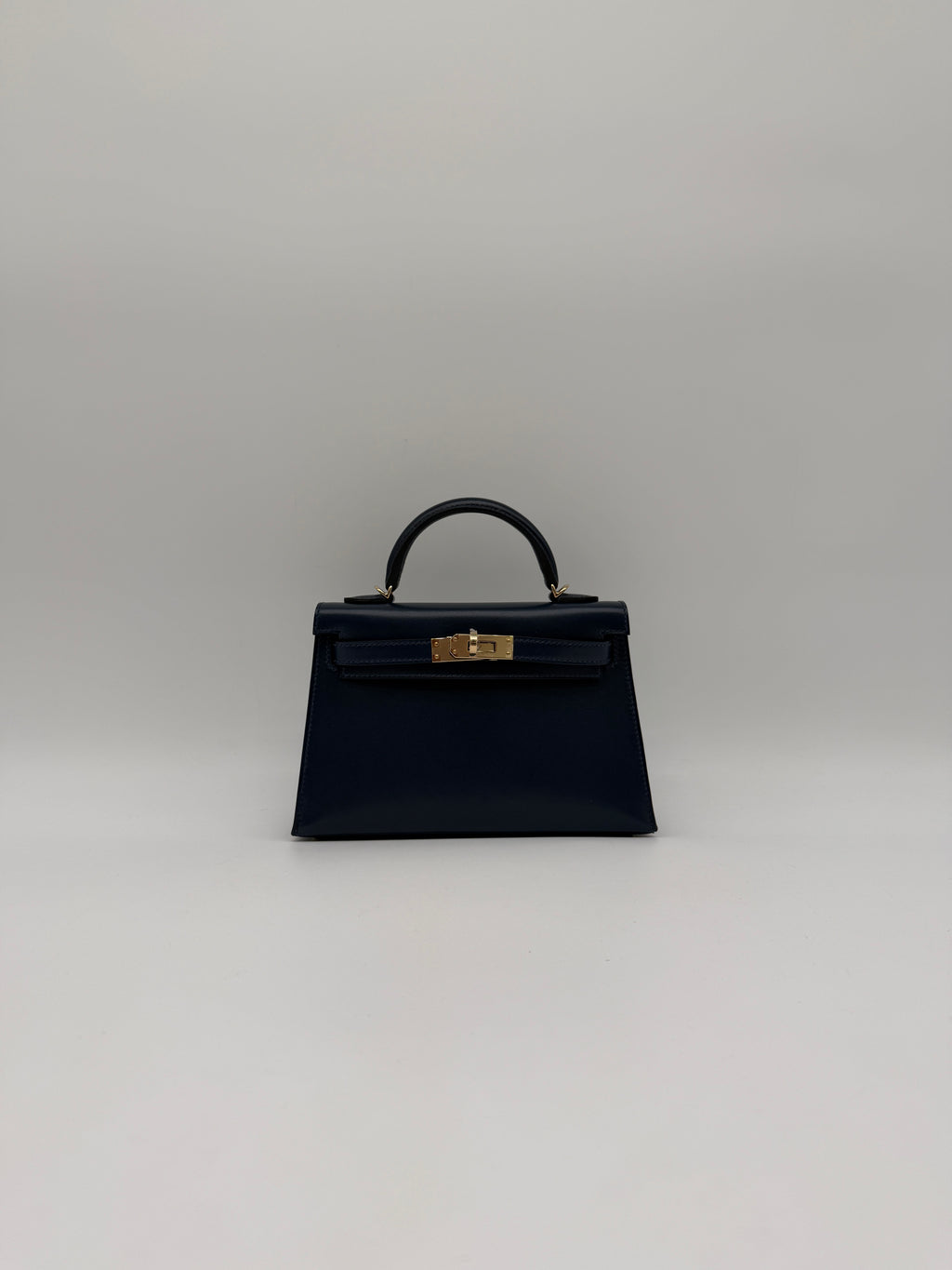 Hermès Mini Kelly Bleu Abysse Box Leather Permabrass Hardware