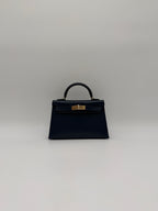 Hermès Mini Kelly Bleu Abysse Box Leather Permabrass Hardware