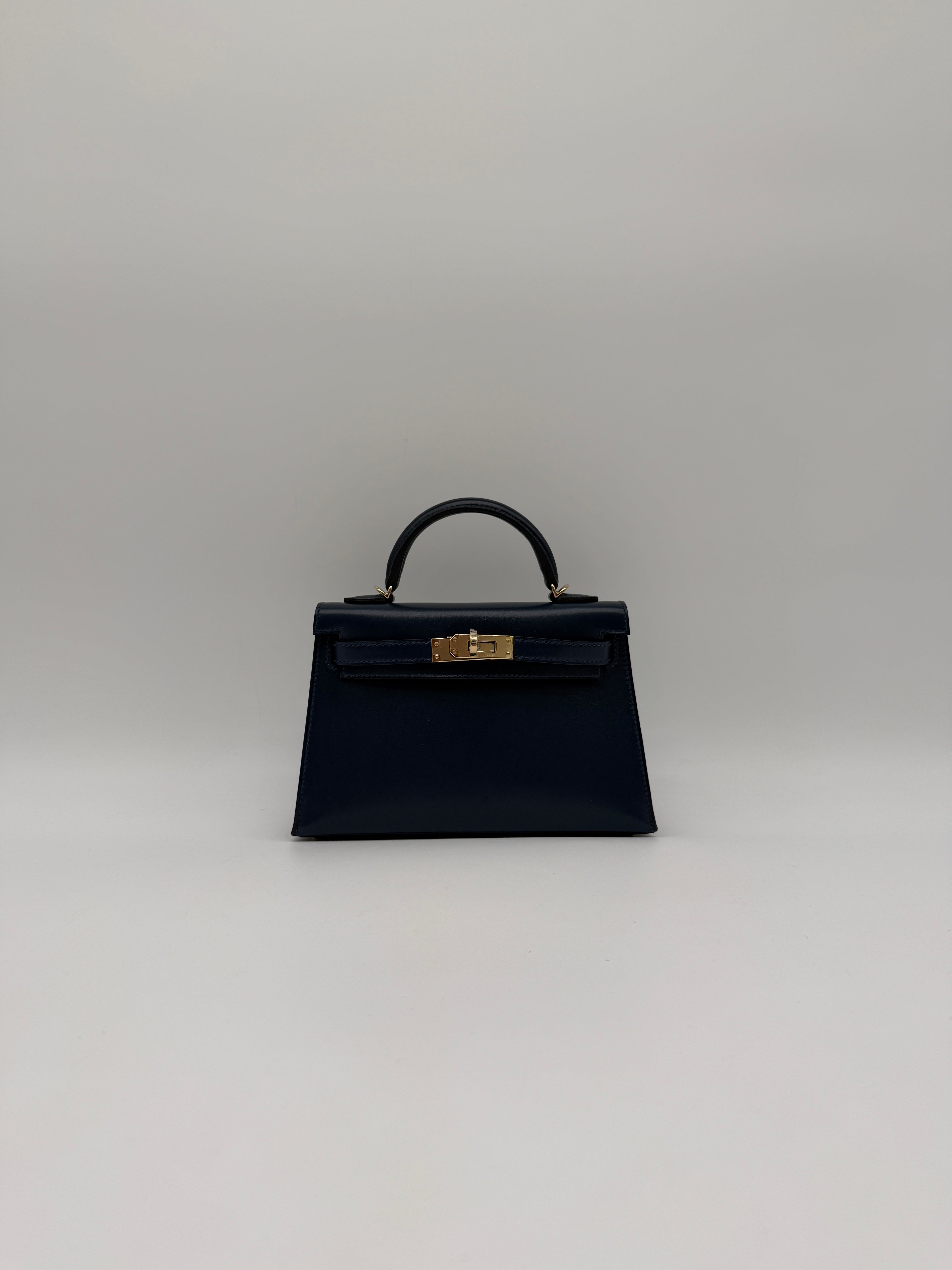Hermès Mini Kelly Bleu Abysse Box Leather Permabrass Hardware