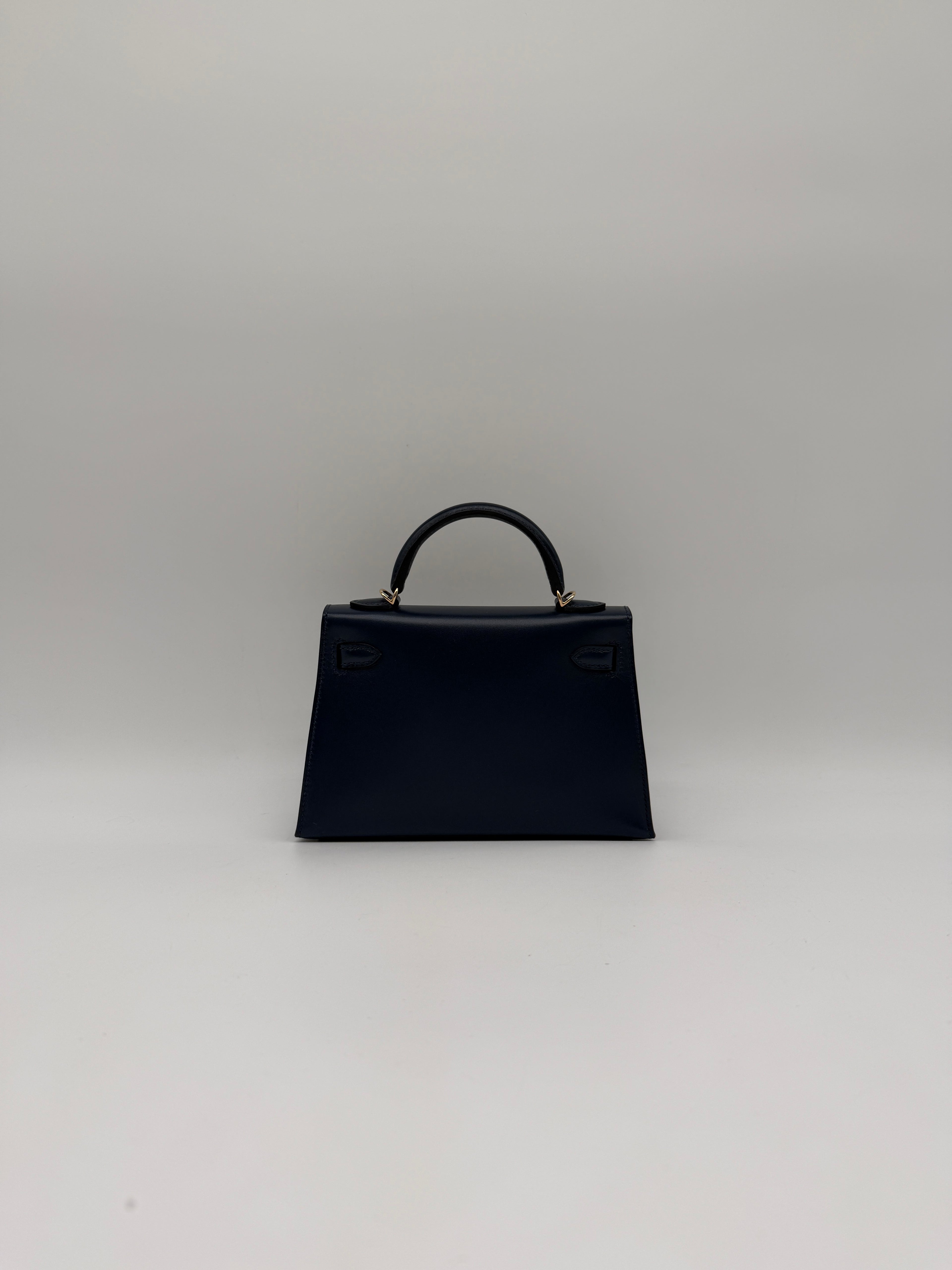 Hermès Mini Kelly Bleu Abysse Box Leather Permabrass Hardware