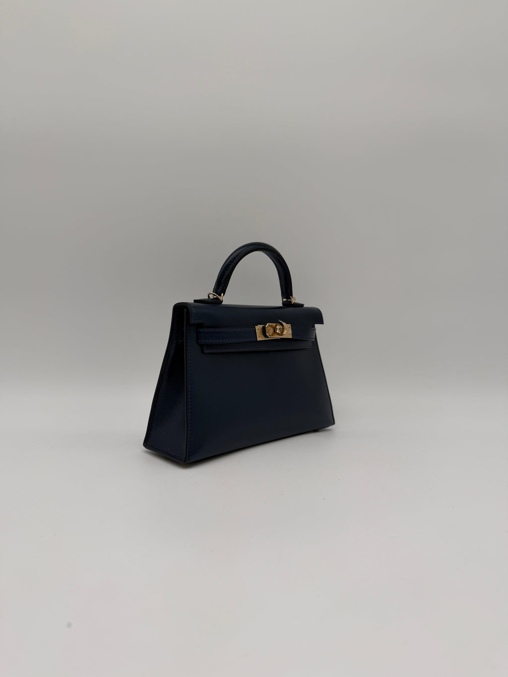 Hermès Mini Kelly Bleu Abysse Box Leather Permabrass Hardware