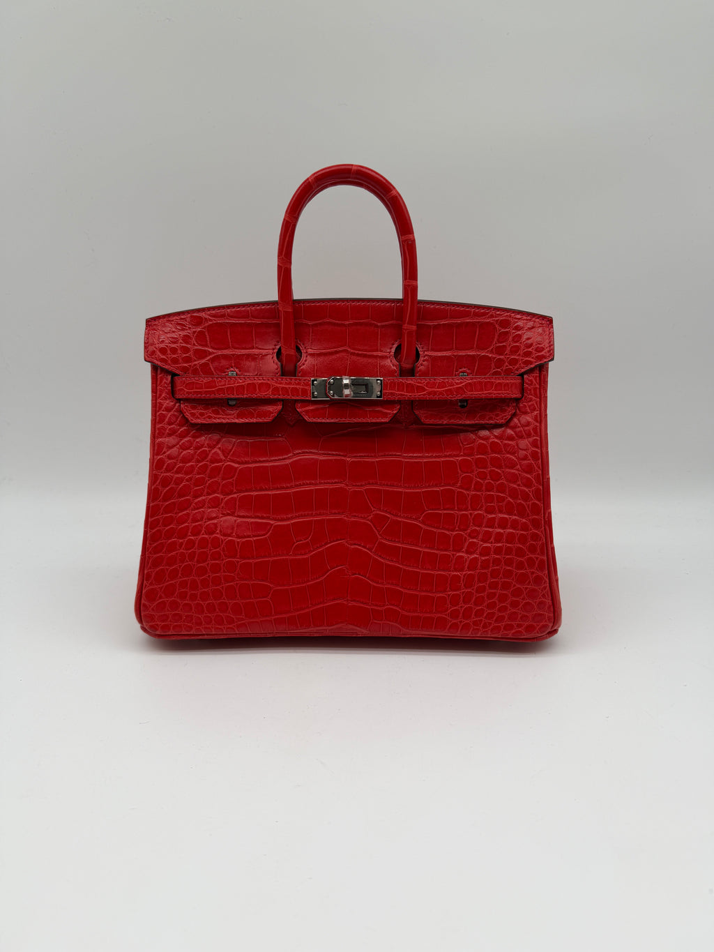 Hermès Birkin 25 Geranium Matte Alligator Palladium Hardware