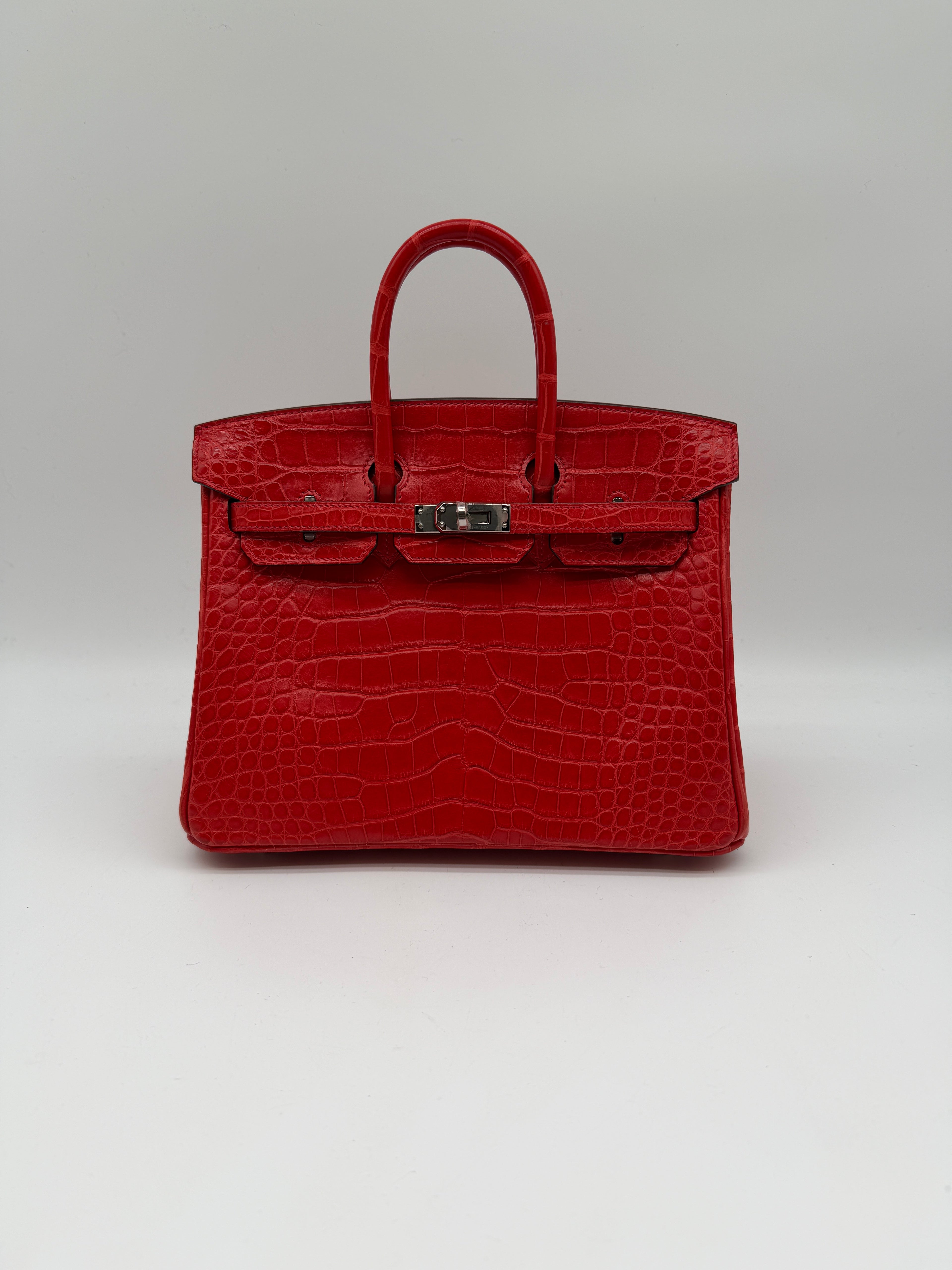 Hermès Birkin 25 Geranium Matte Alligator Palladium Hardware